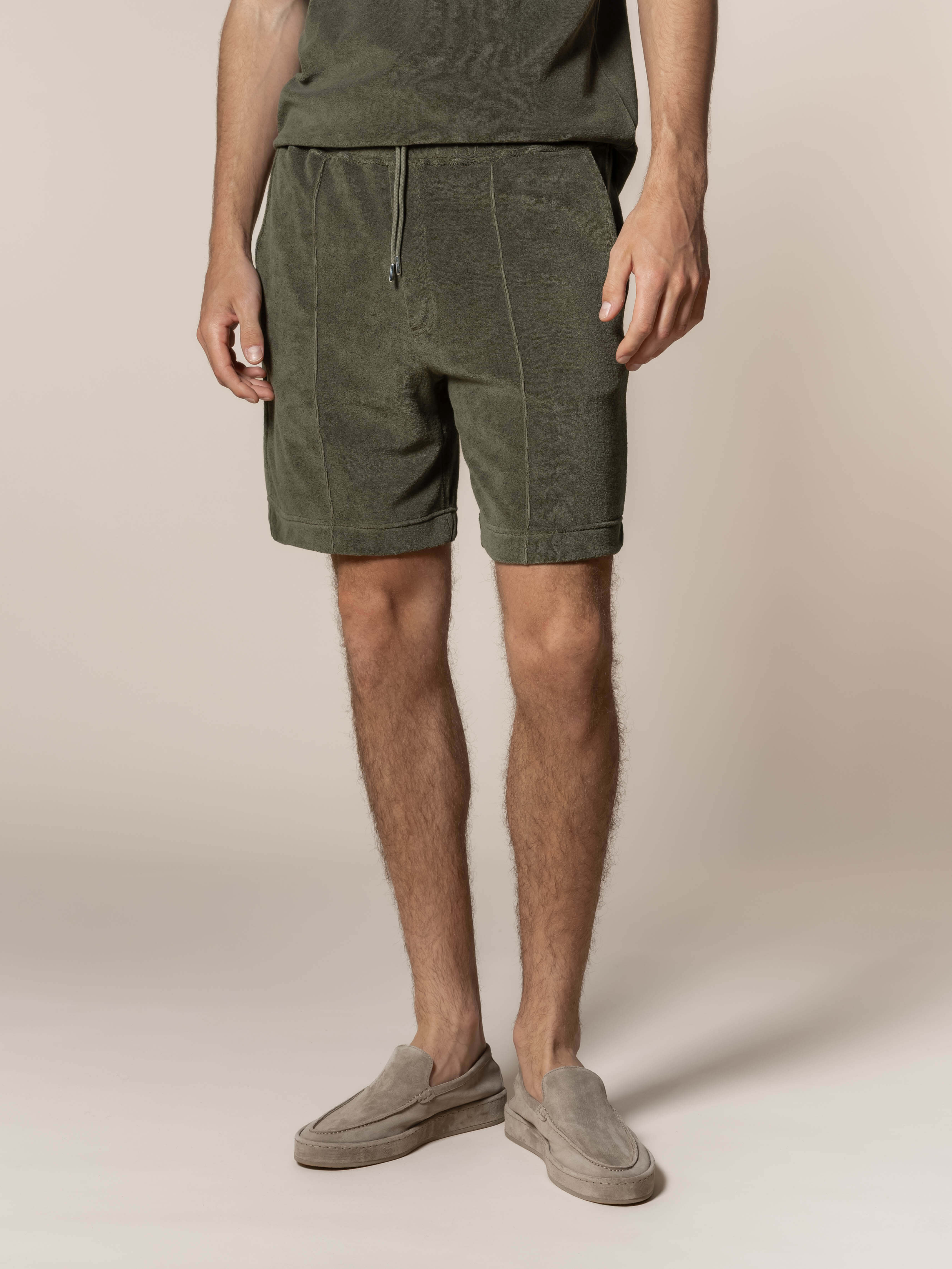Olive Terry Towelling Leisure Shorts