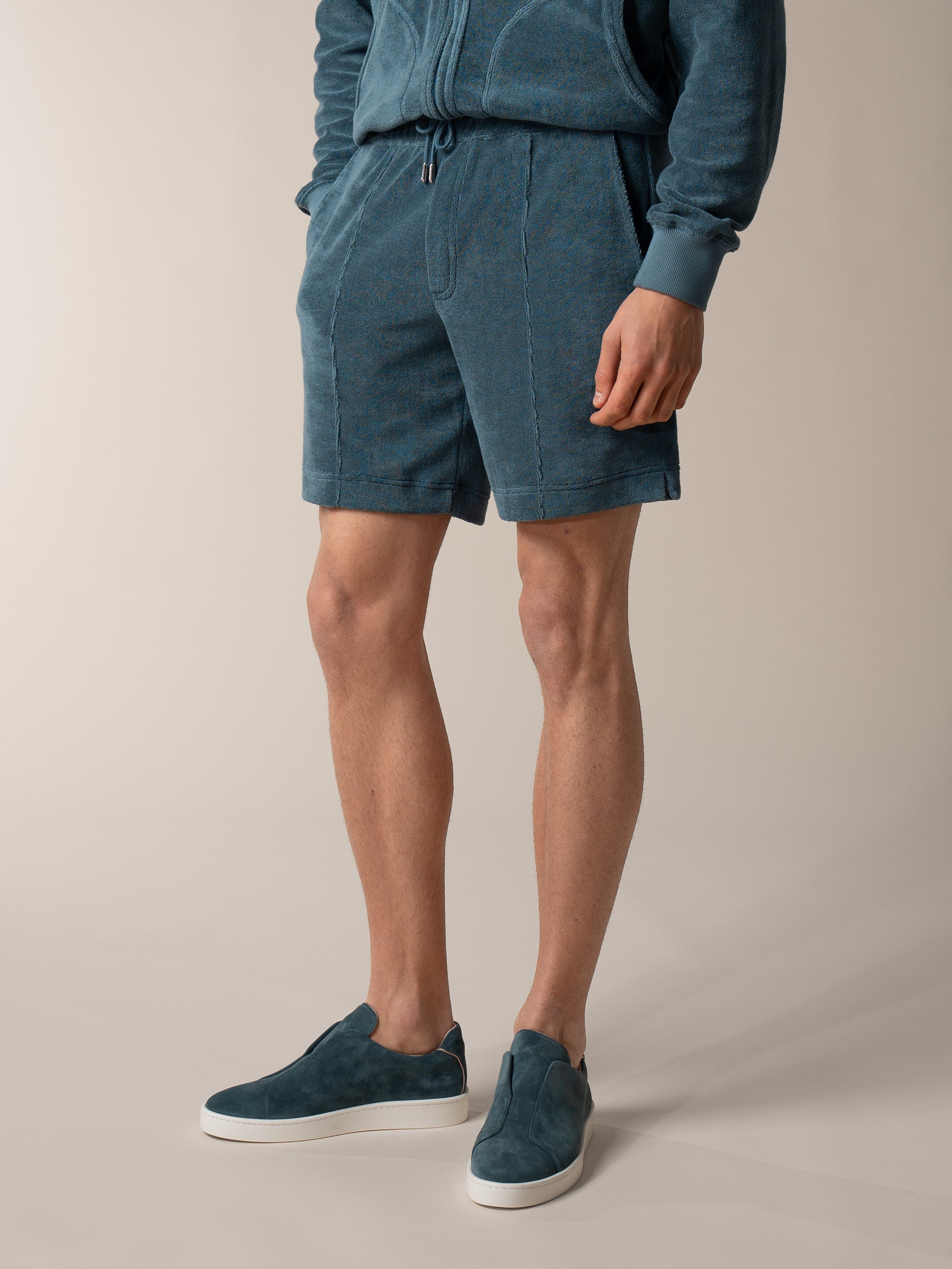 Sea Green Terry Towelling Leisure Shorts