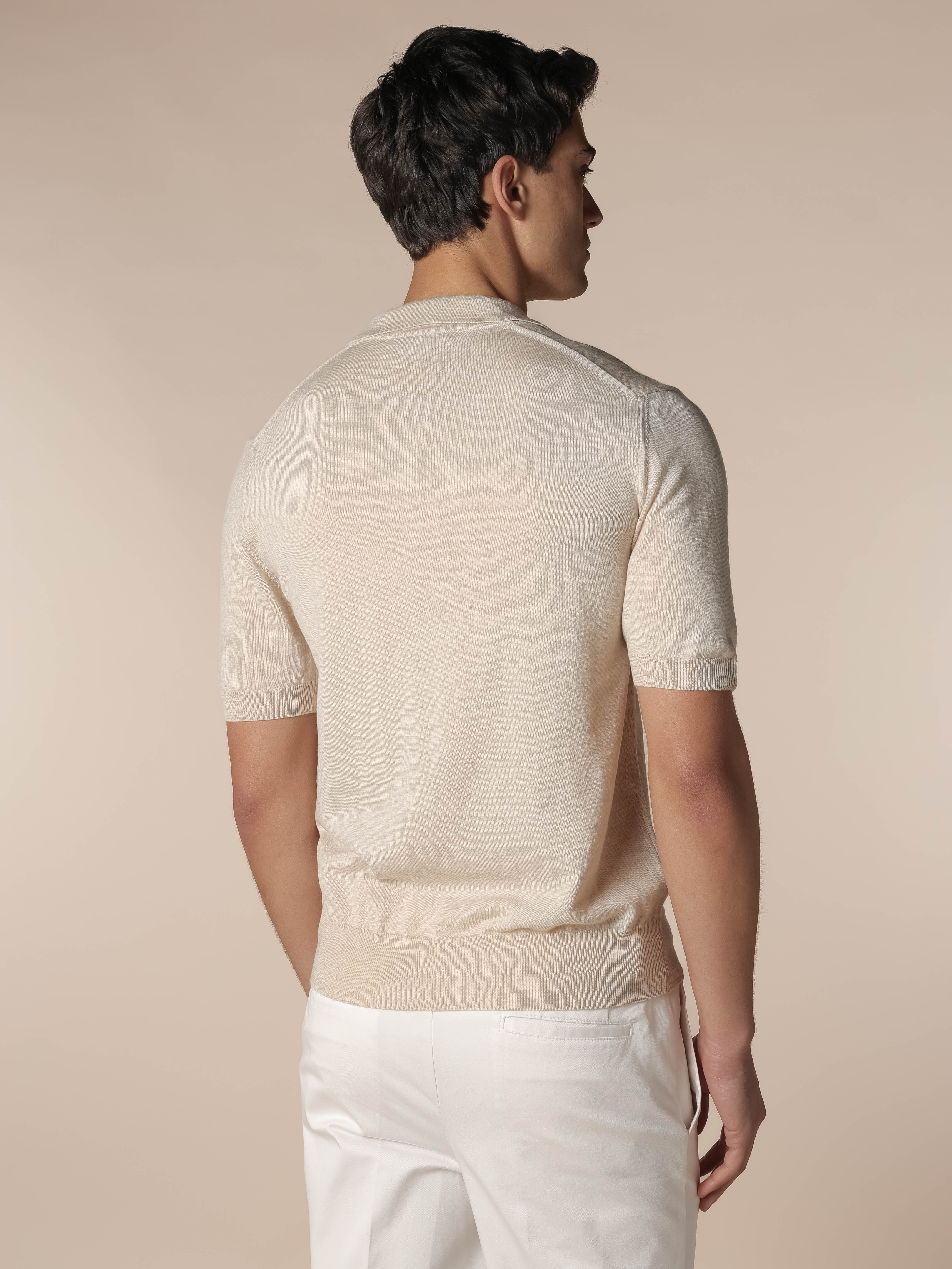 Shortsleeve Buttonless Polo Light Beige