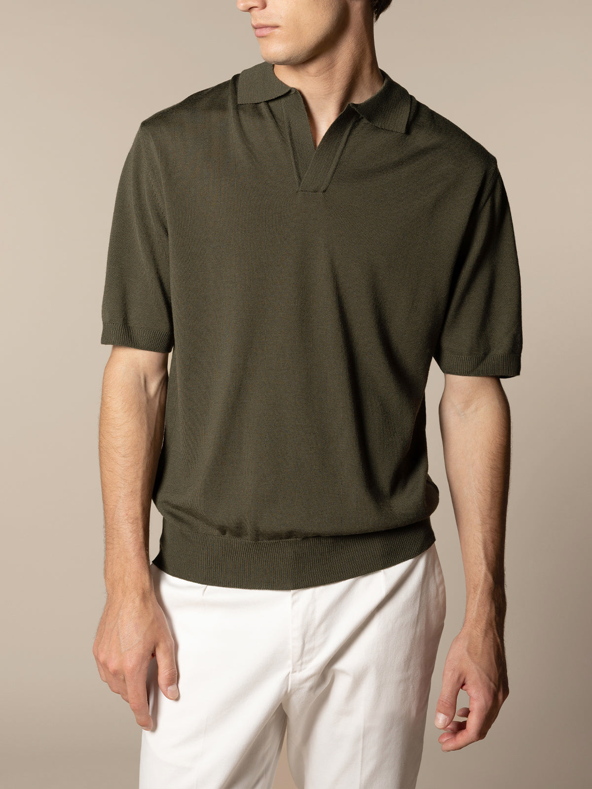 Shortsleeve Buttonless Polo Olive