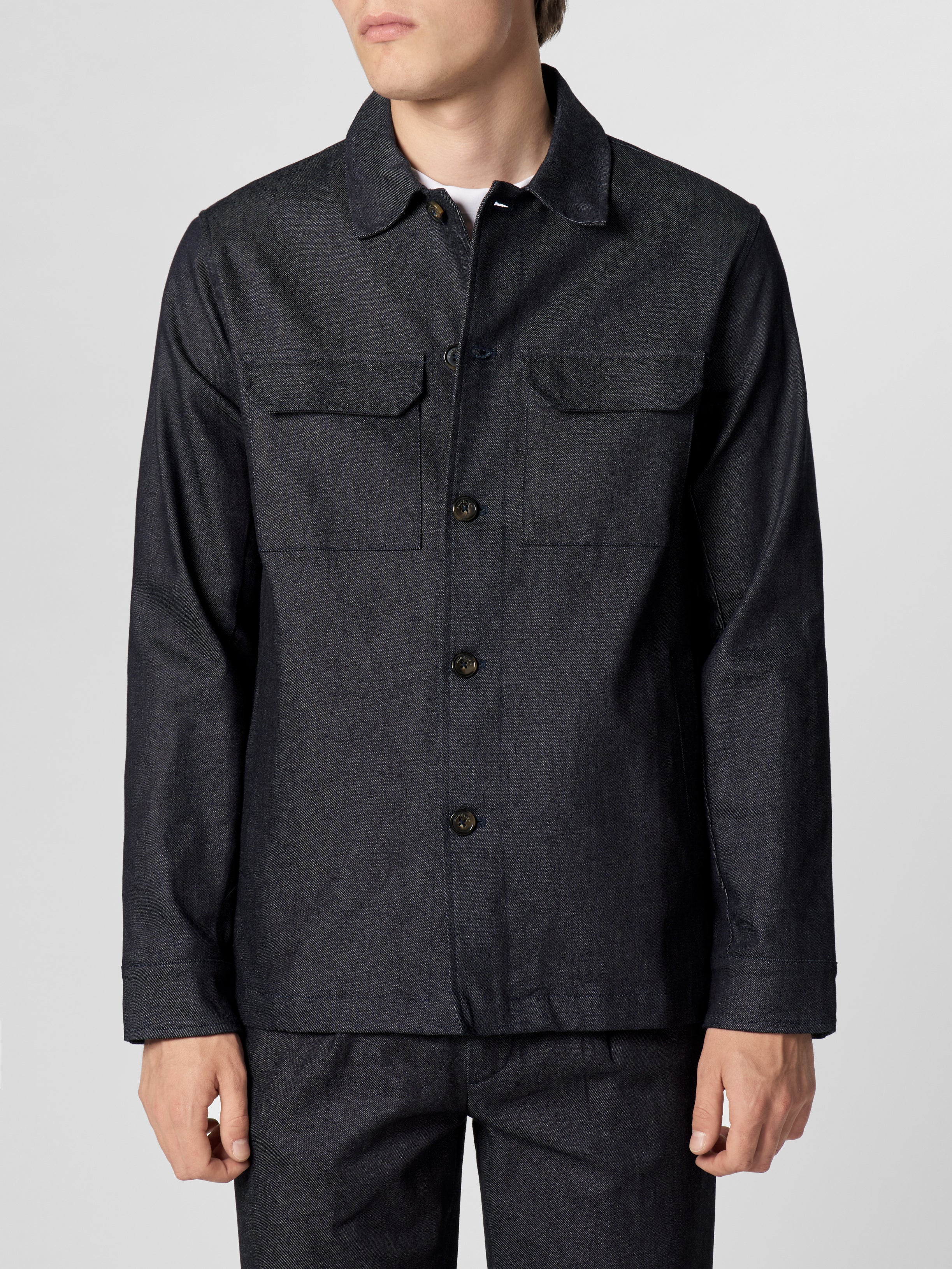 Dark Blue Denim Button Jacket