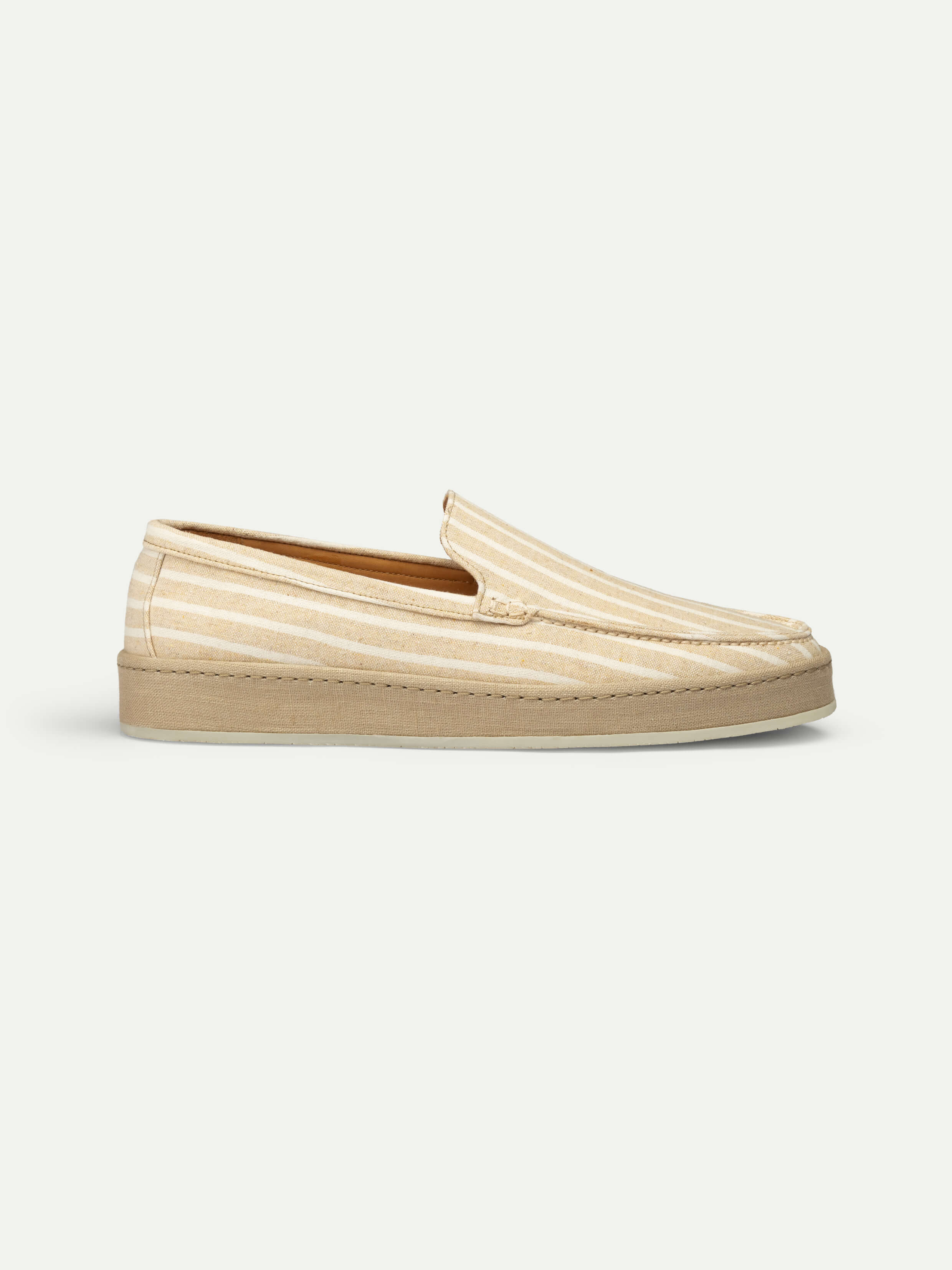 Yellow Striped Linen Voyager Loafer