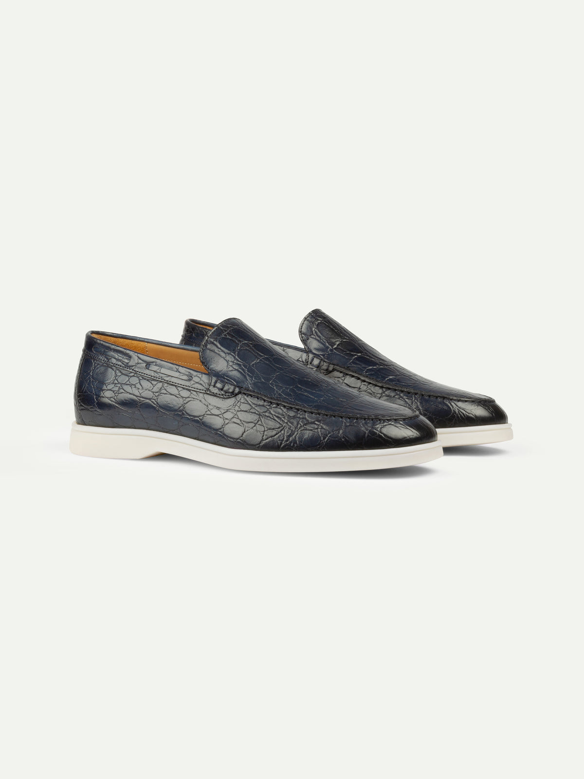 Navy Crocodile Leather Loafers Boardwalk Navy Croc Leather Horse-Bit Loafers main image 3