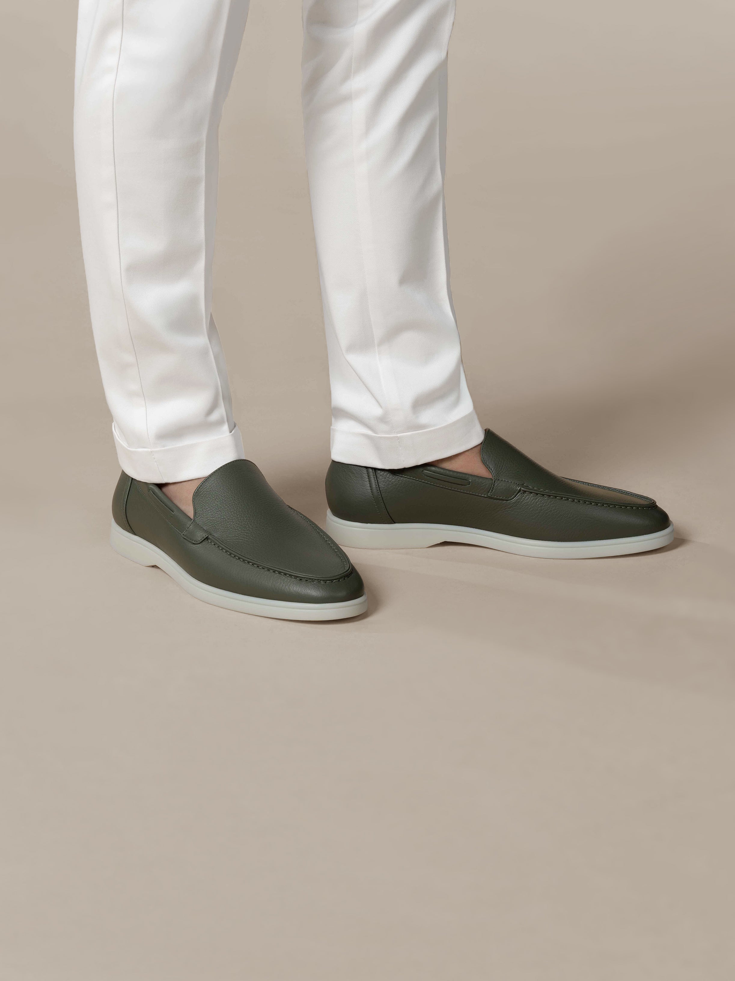 Classic Green Grain Yacht Loafers