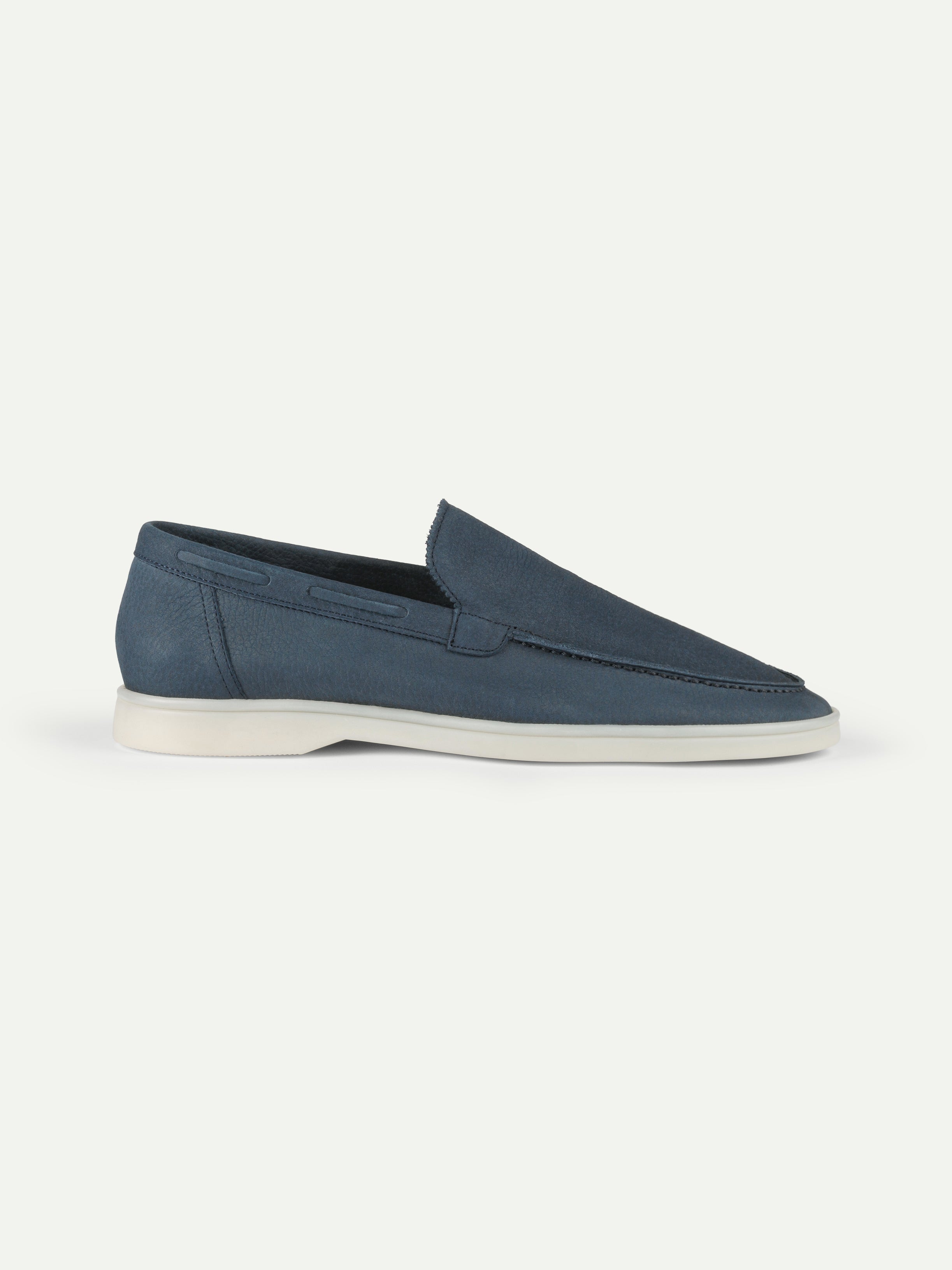Steel Blue Nubuck Yacht Loafers