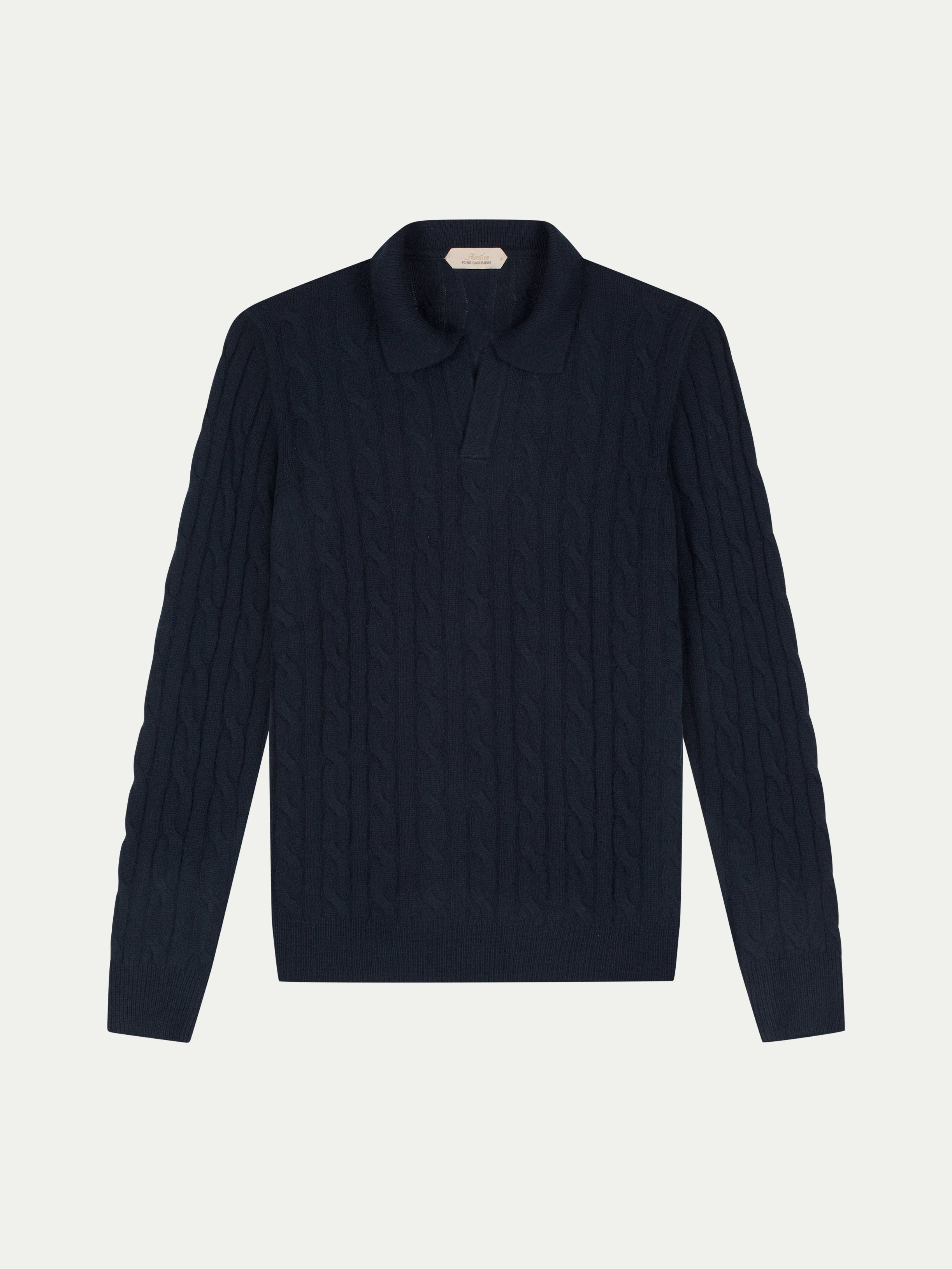 Navy Cable Knit Polo