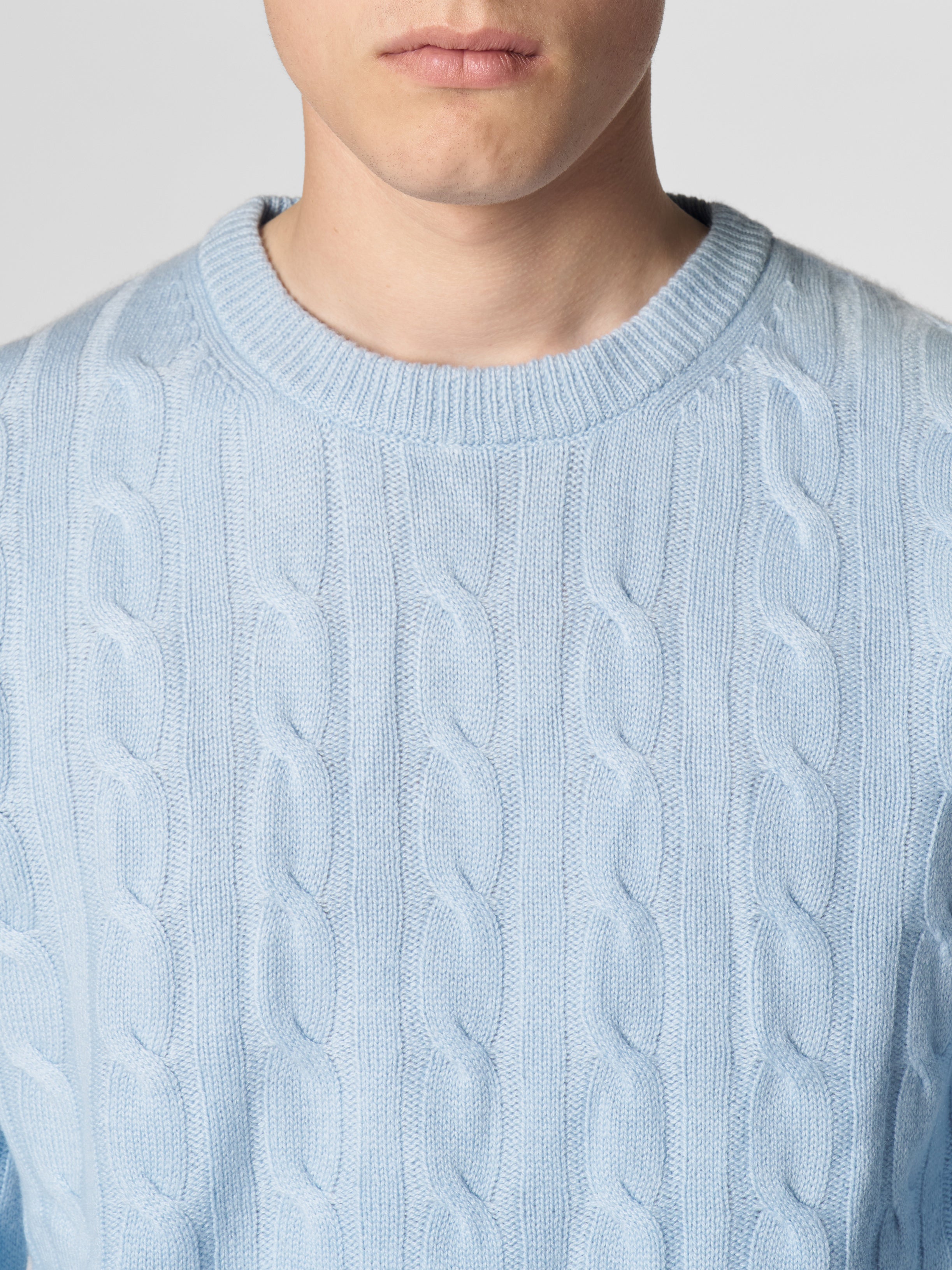 Light Blue Cable Knit Crewneck