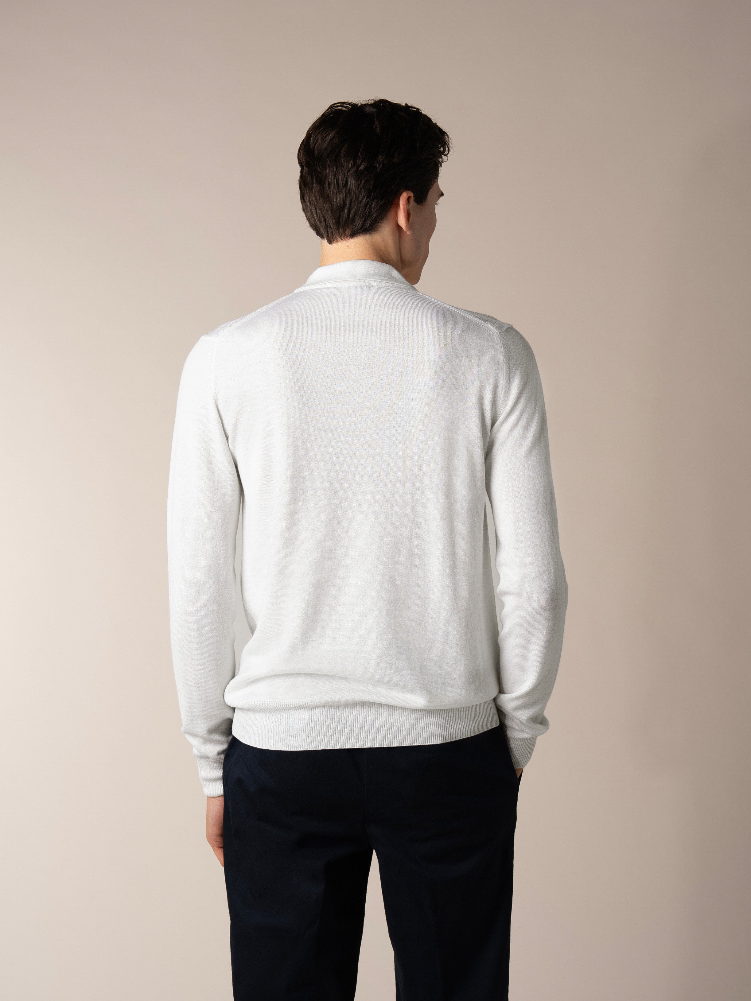 Ivory Zipper Polo Basket Weave