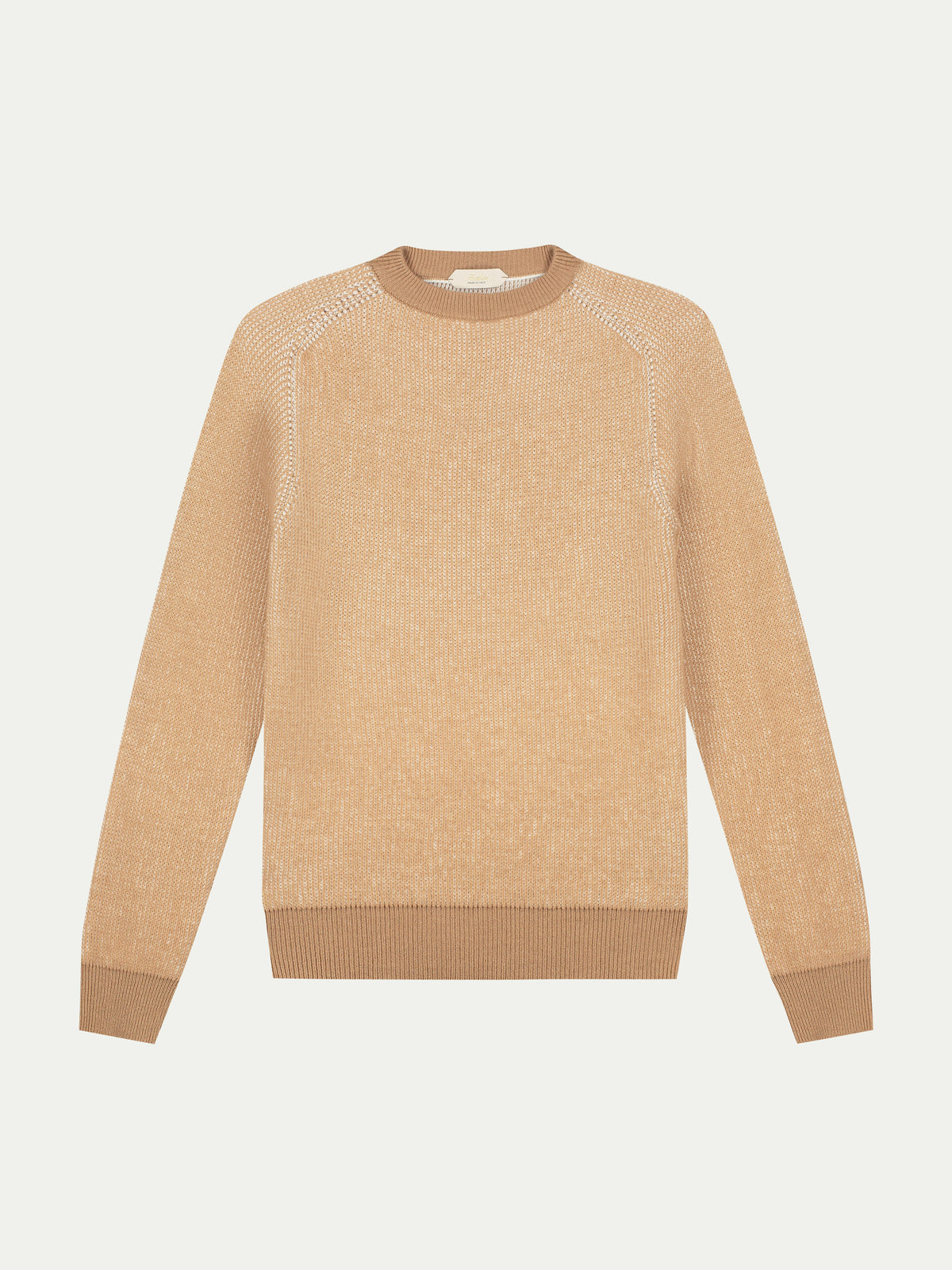 Beige Ribbed Crewneck Two-tone