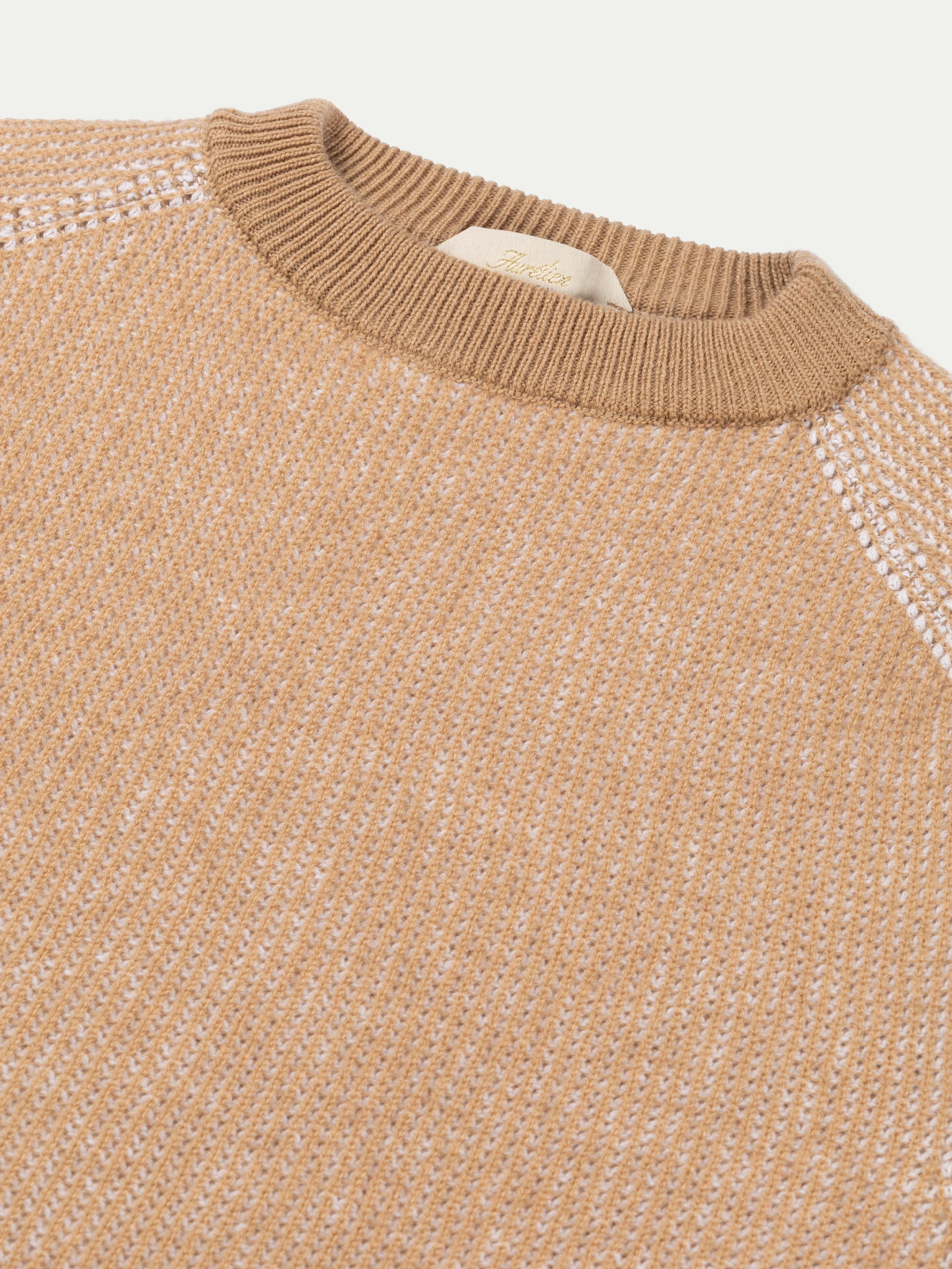 Beige Ribbed Crewneck Two-tone
