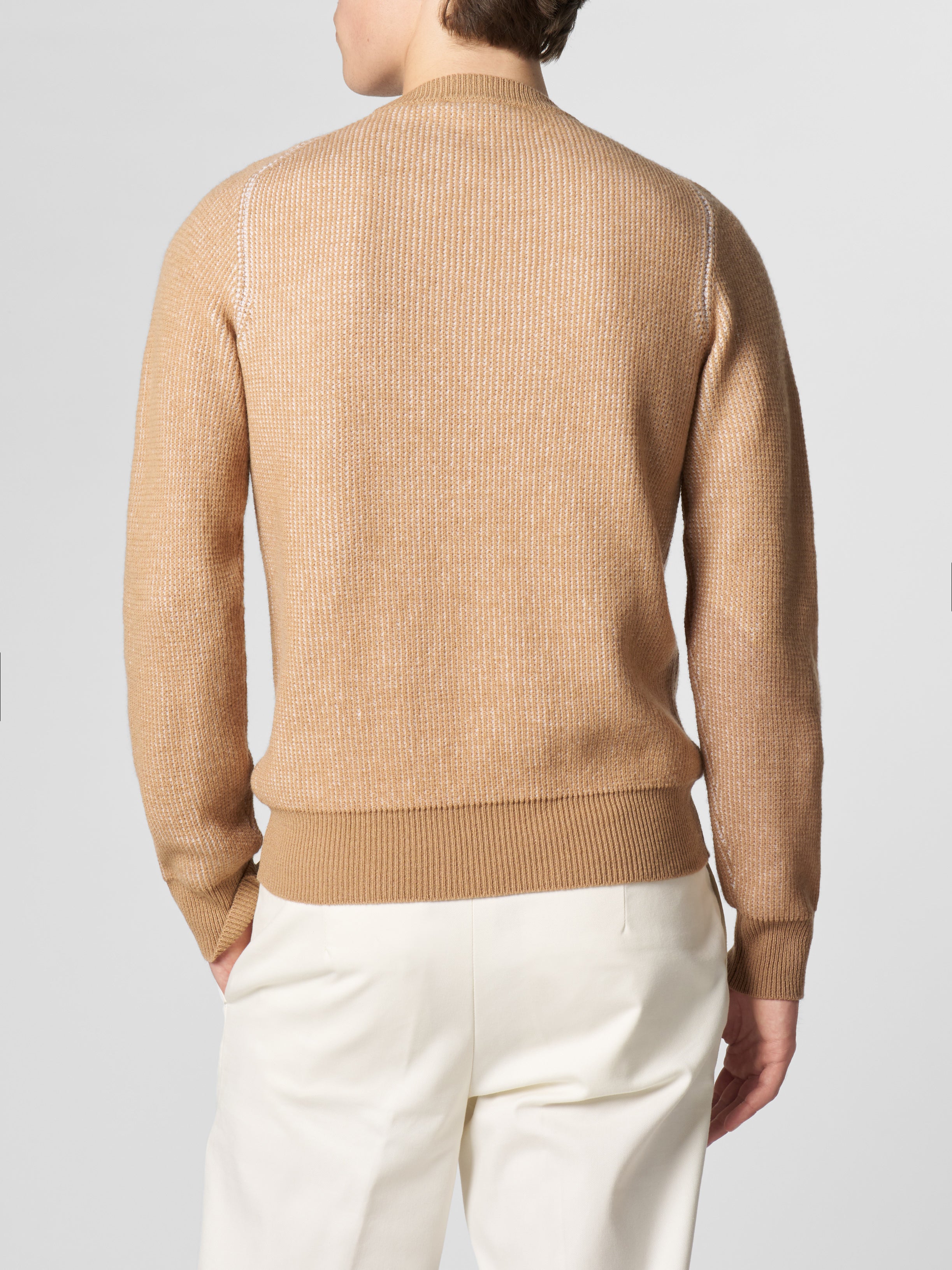 Beige Ribbed Crewneck Two-tone