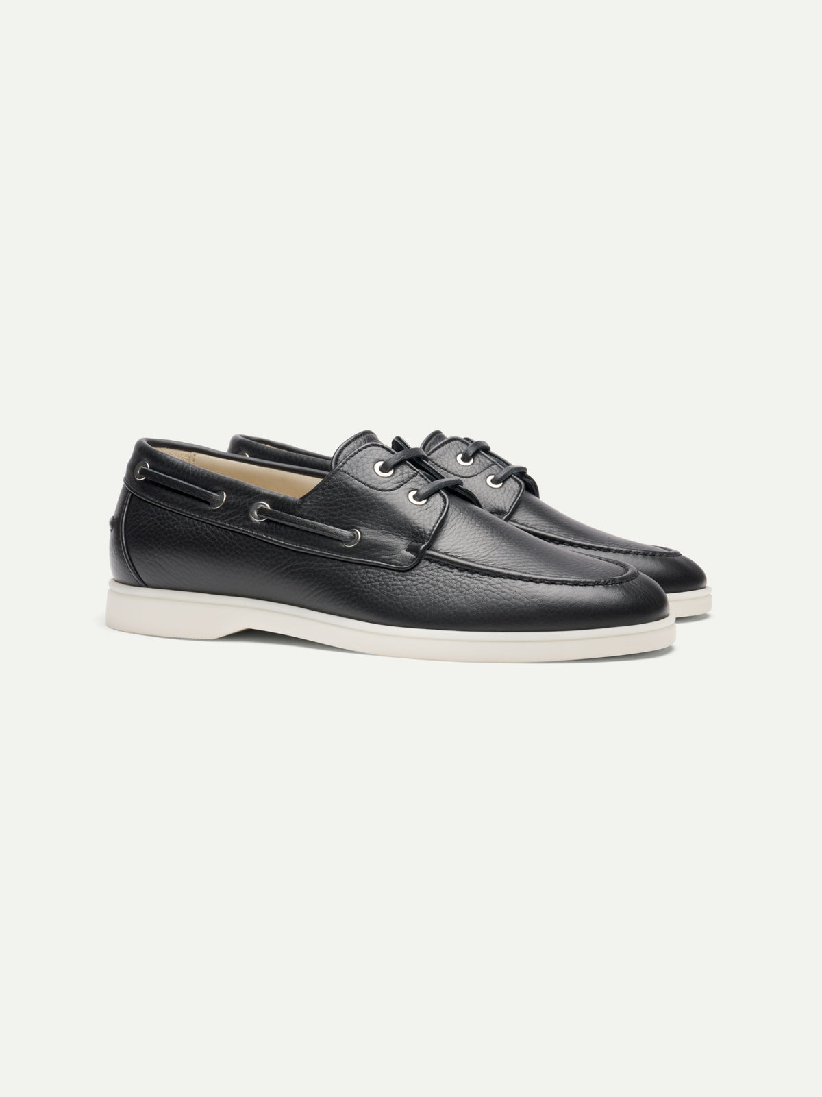 Black Grain Boat Loafers