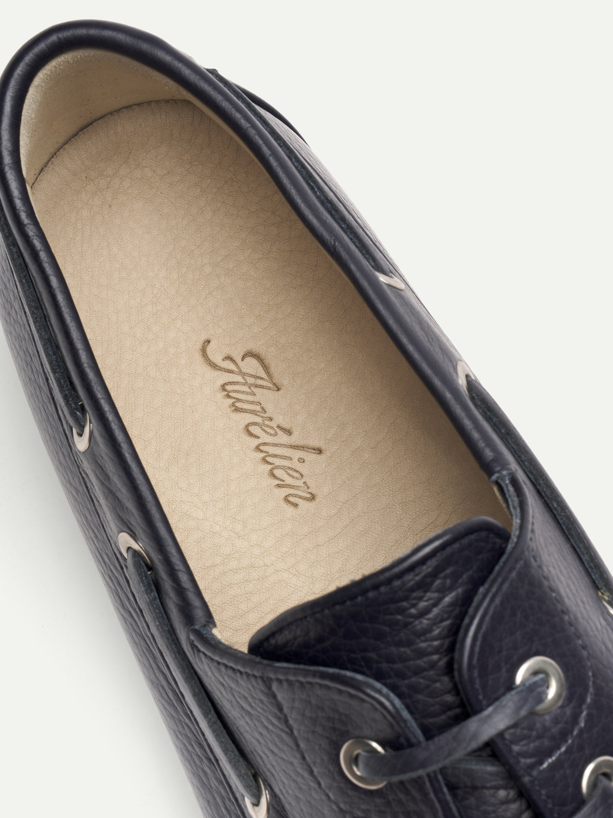 Navy Grain Boat Loafers