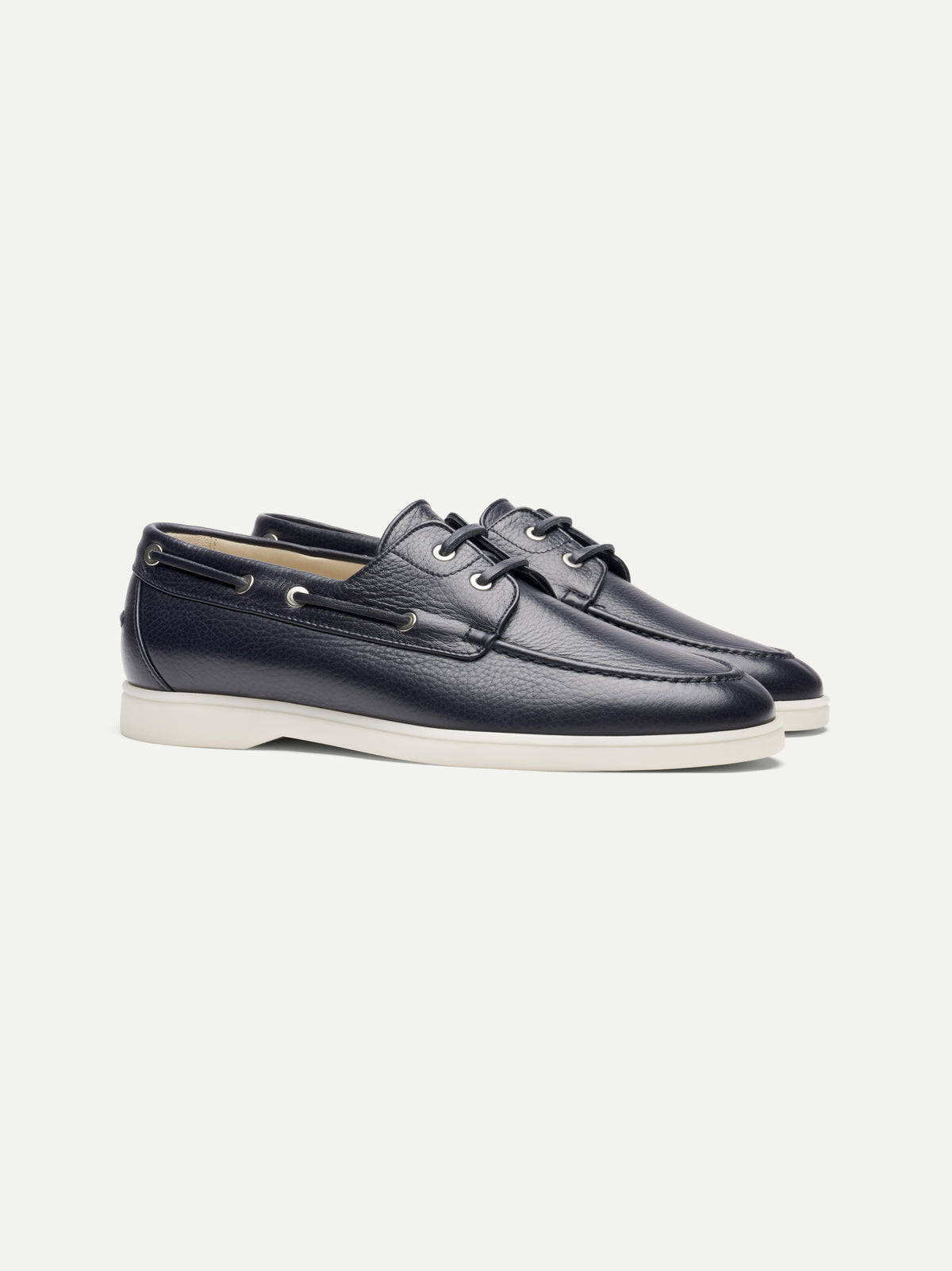 Navy Grain Boat Loafers