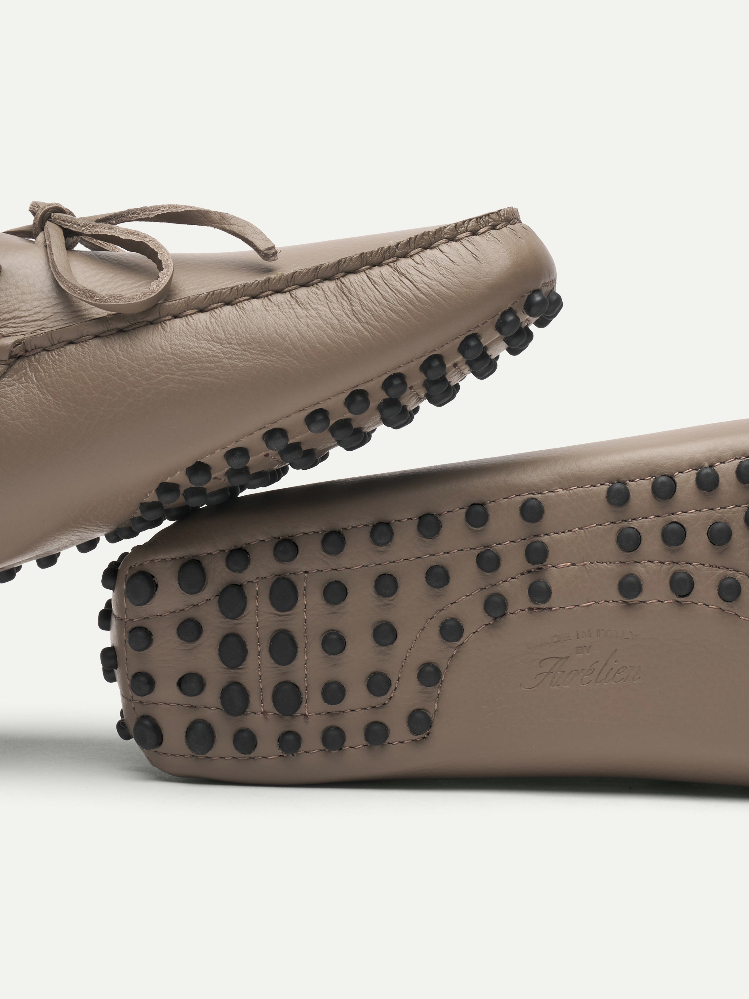 Taupe Leather Driving Shoes