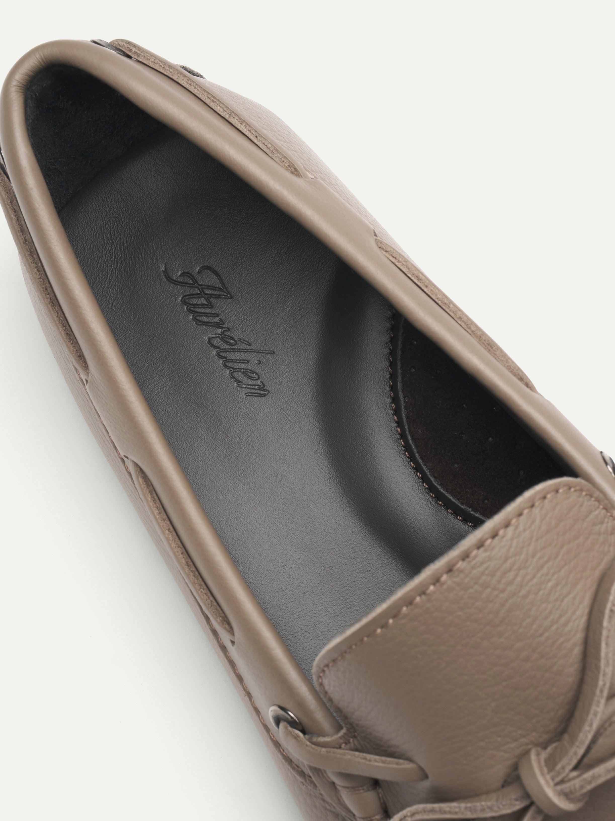 Taupe Leather Driving Shoes