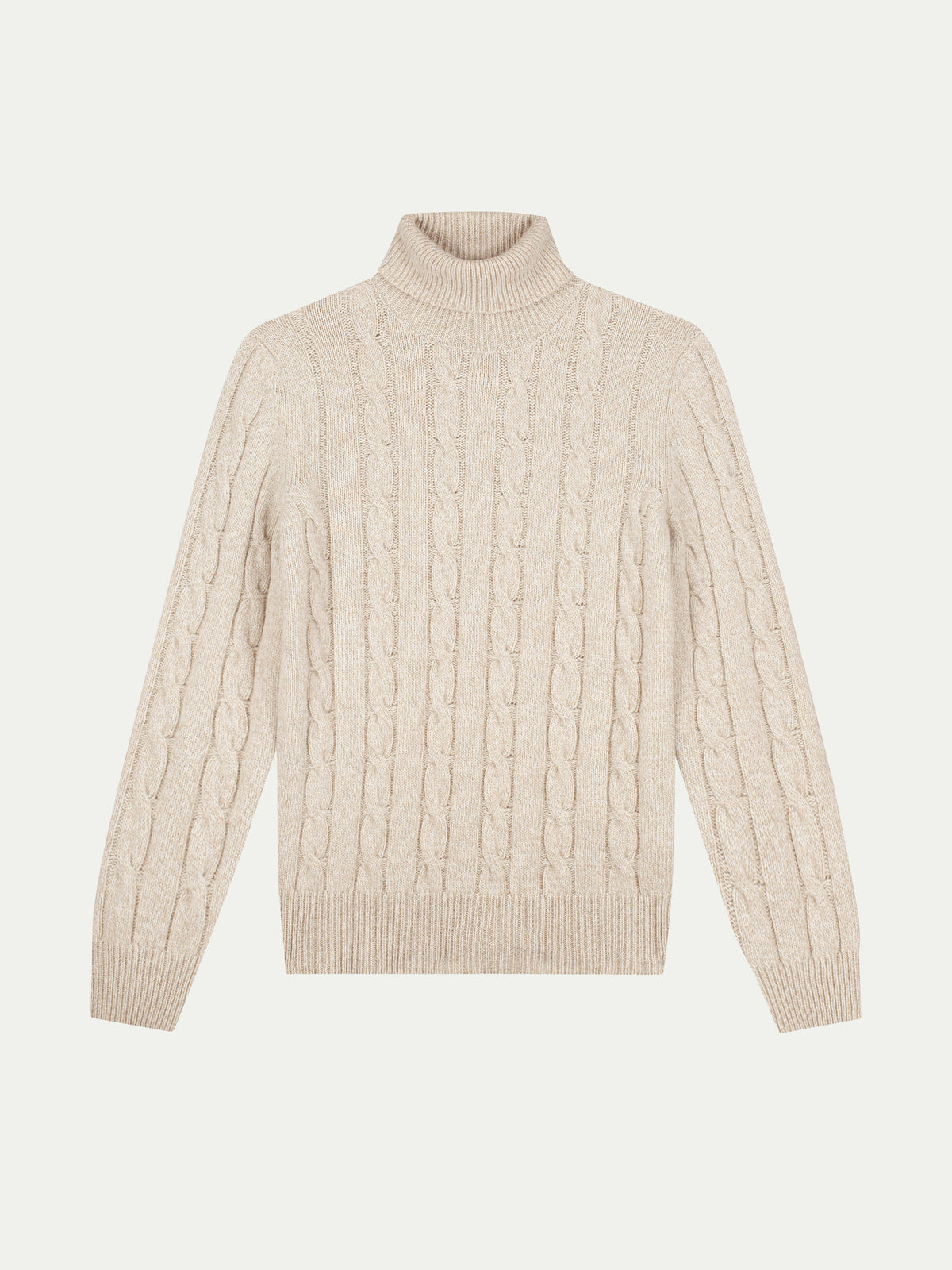 Beige Mouline Dolcevita Cable Knit Sweater