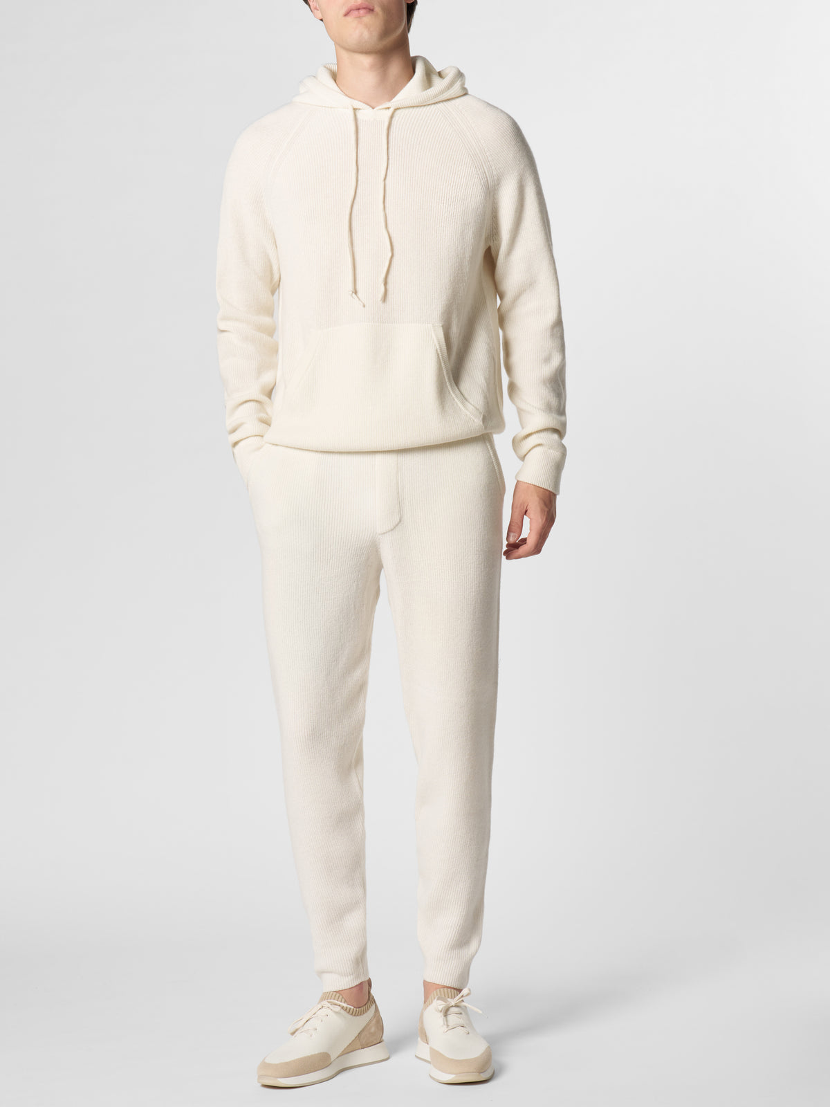 Ivory Ribbed Hoodie