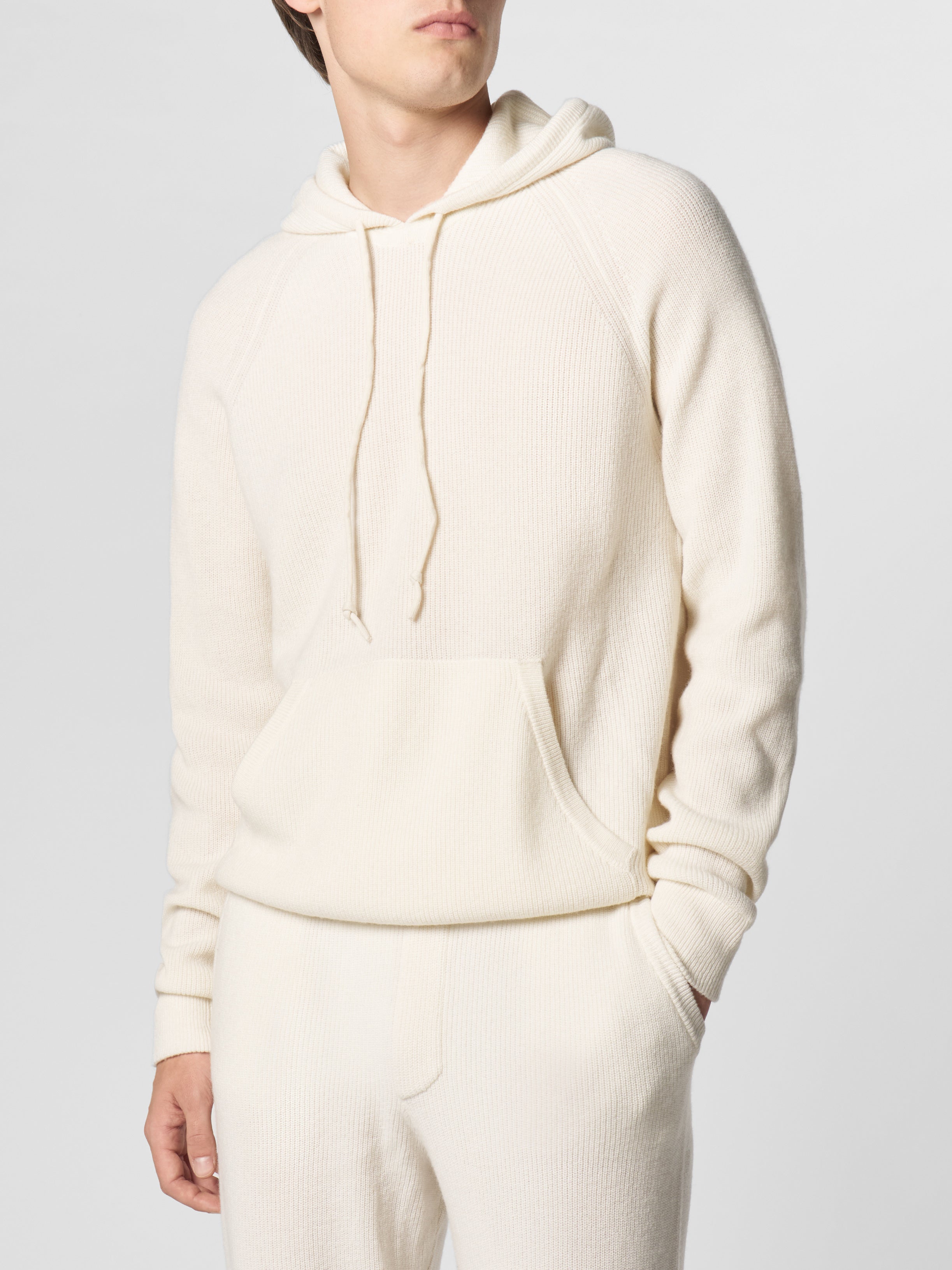 Ivory Ribbed Hoodie