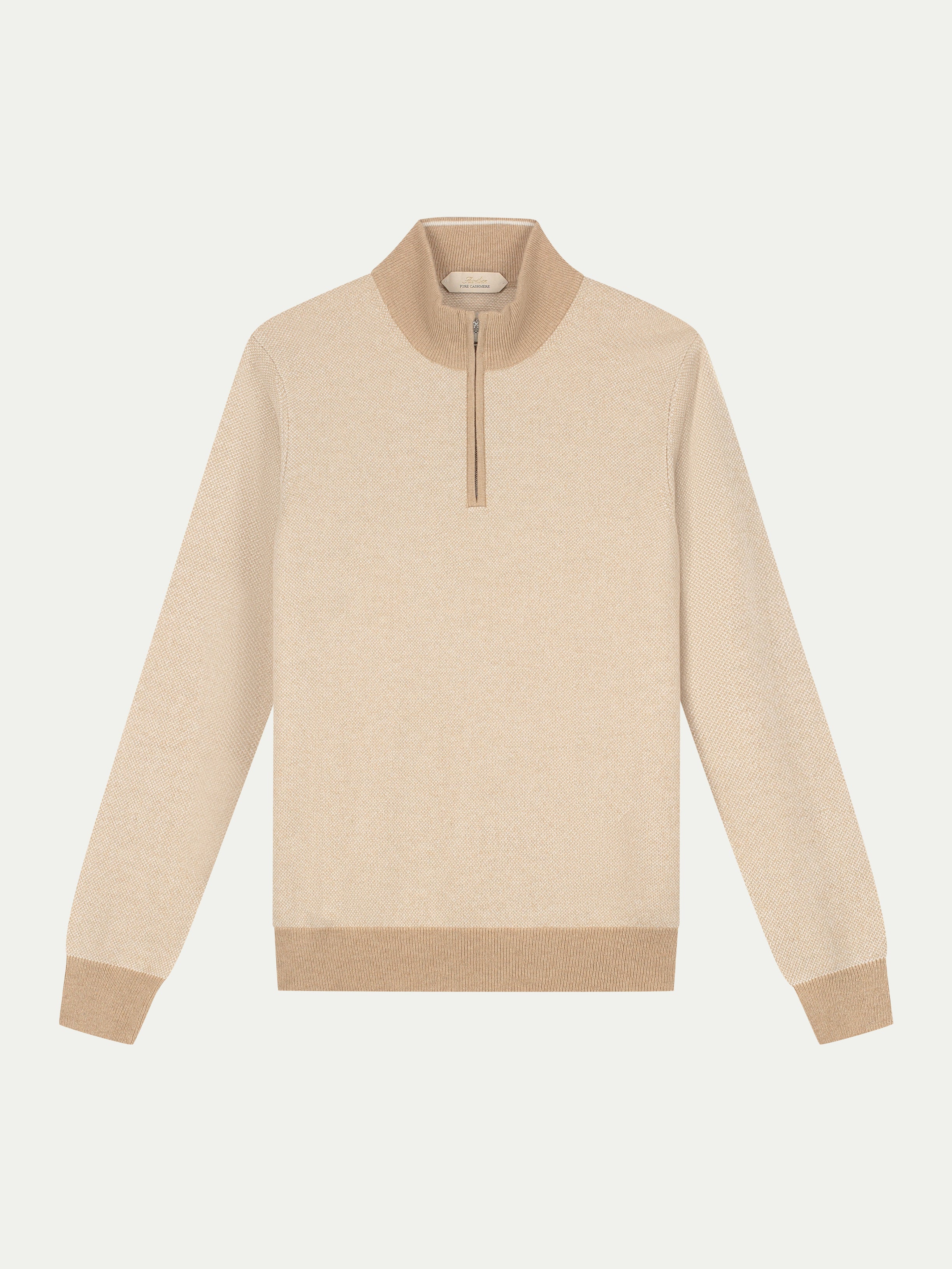 Beige Jaquard Zipper Sweater