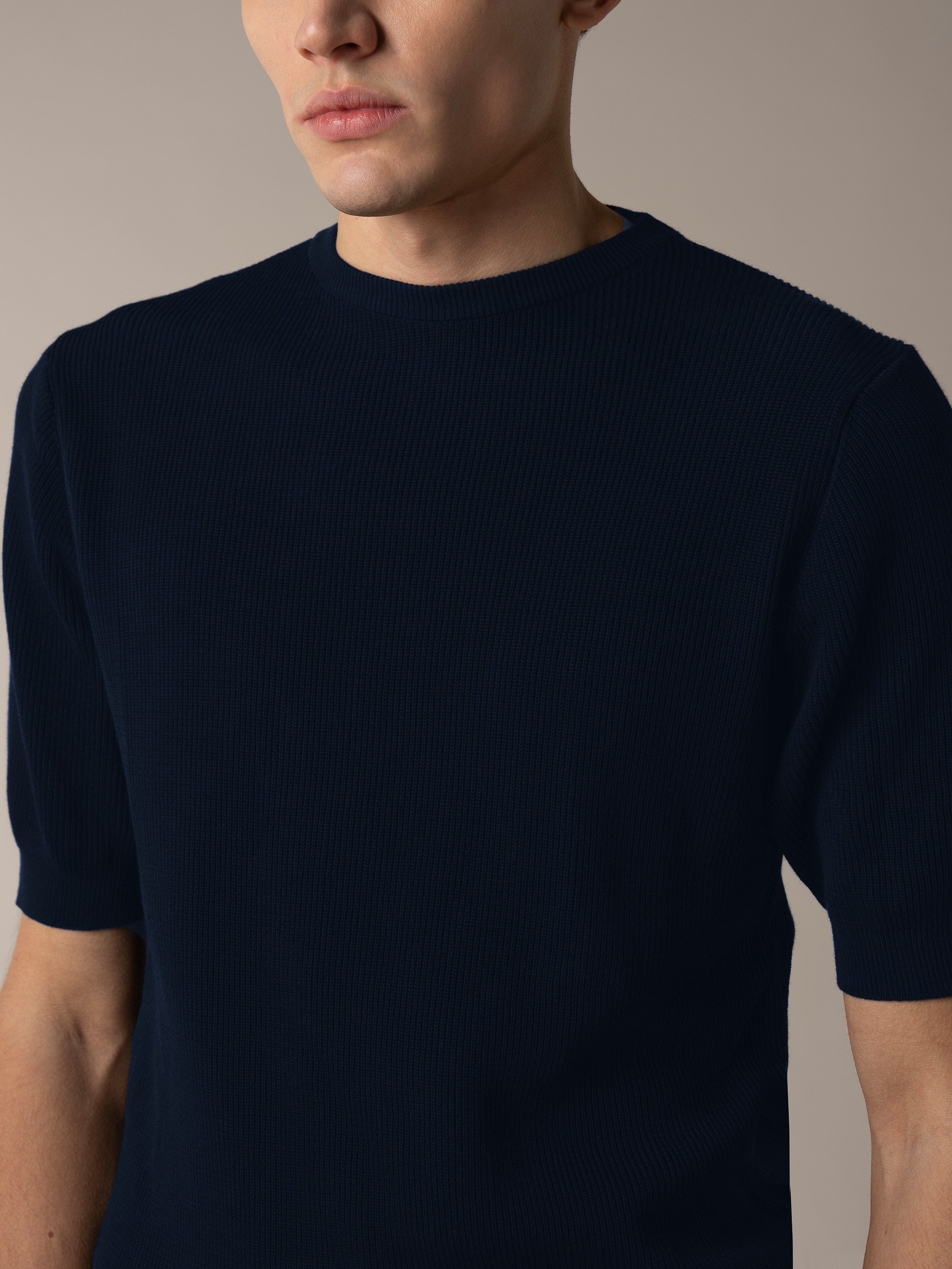 Navy Ribbed T-Shirt