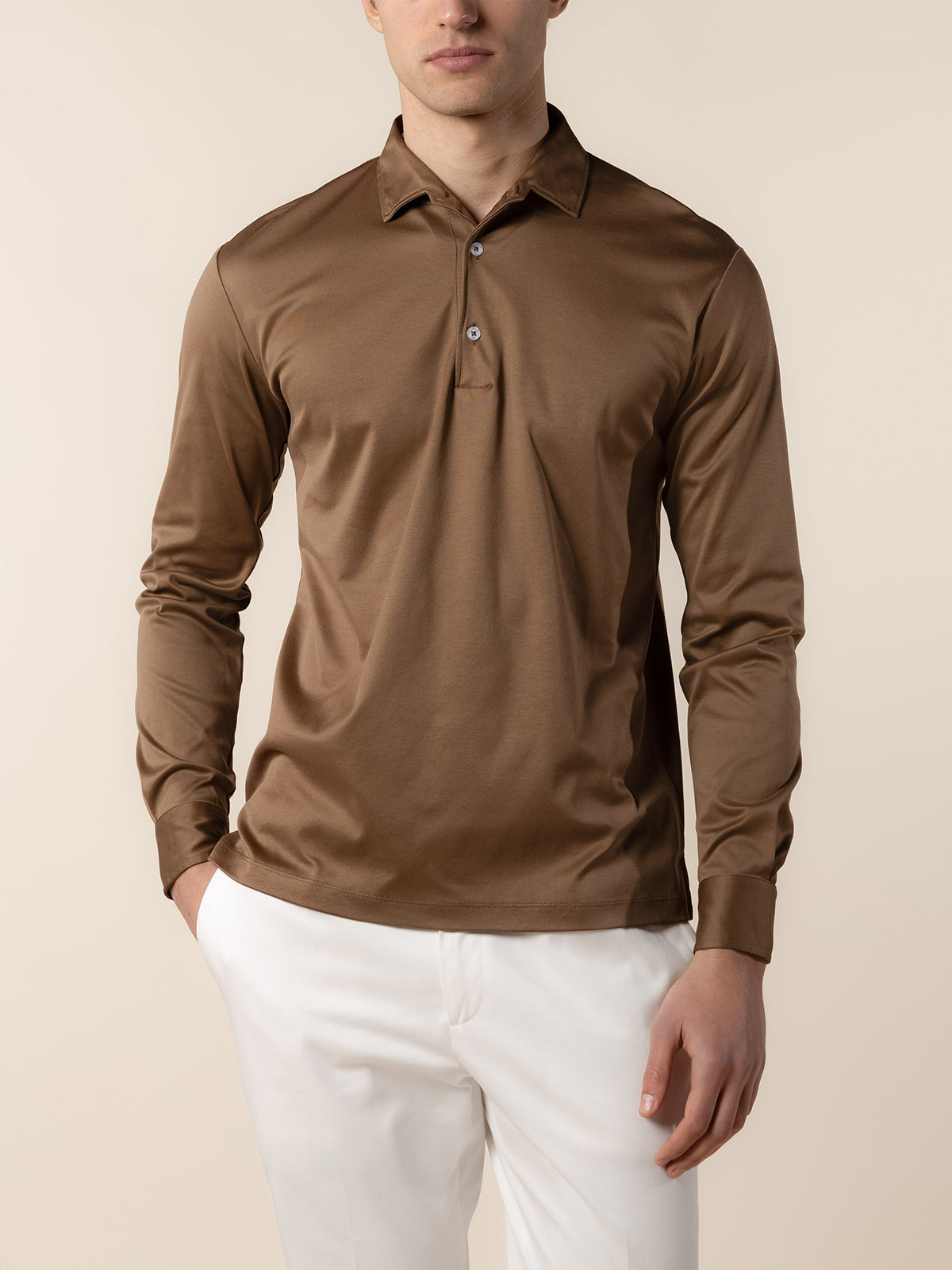 AUR1 Longsleeve Polo Golden Brown
