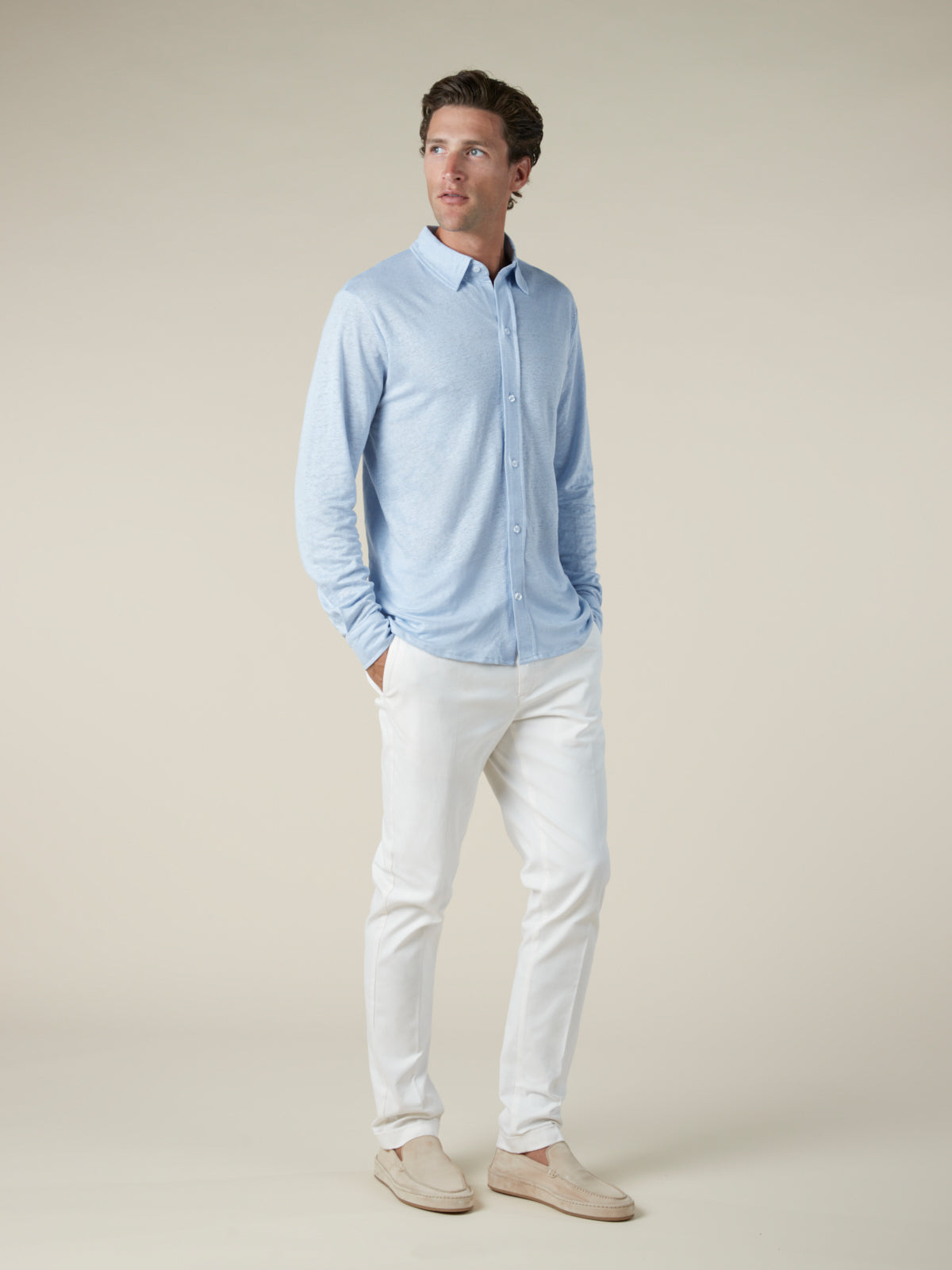 Light Blue Linen Bayside Shirt