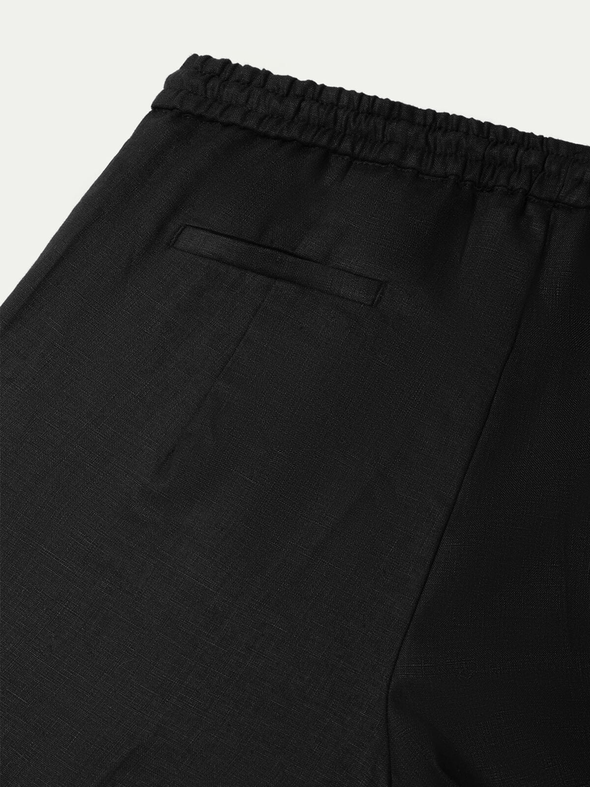 Black Linen Seaside Shorts