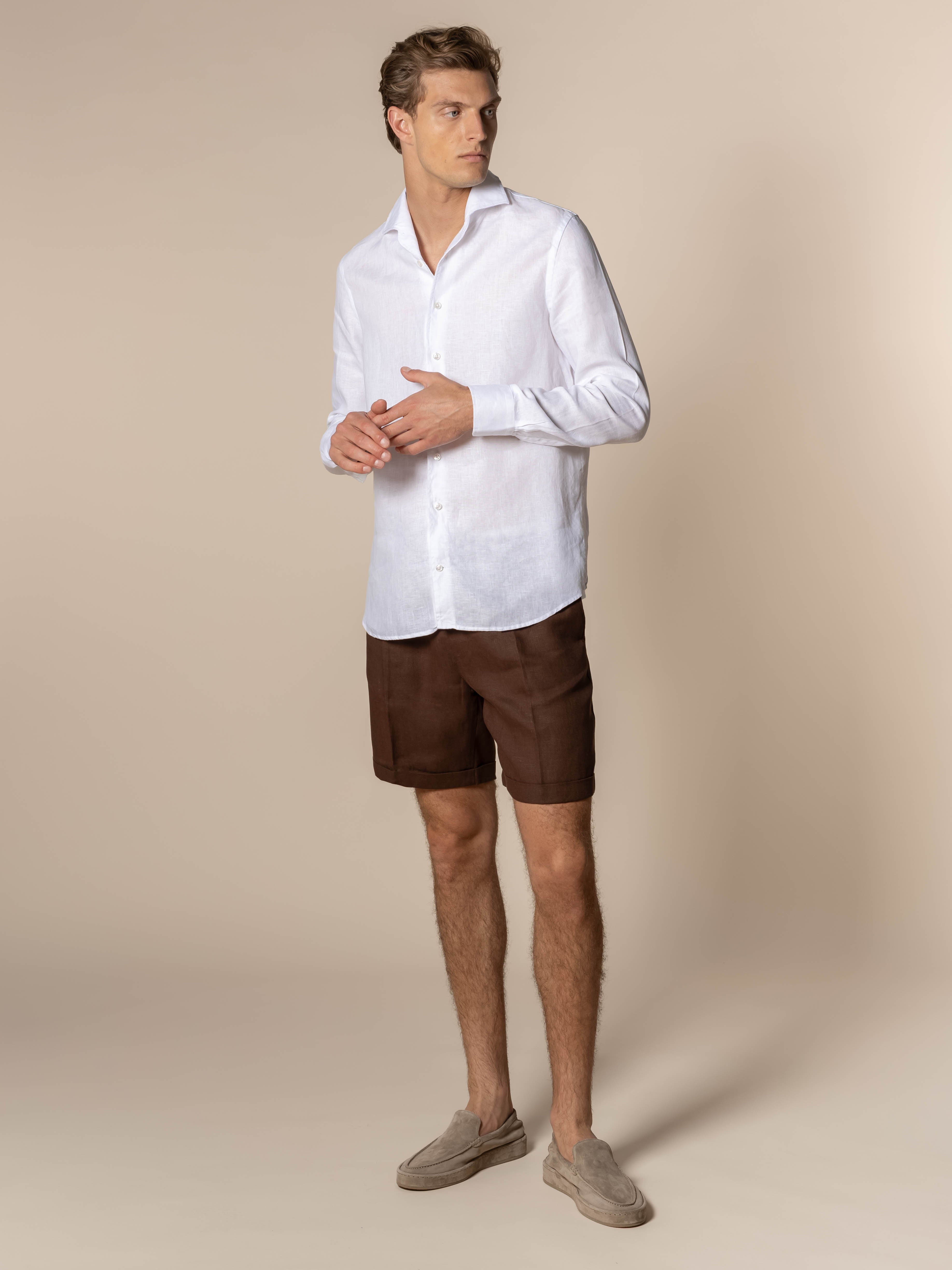 Chocolate Linen Seaside Shorts