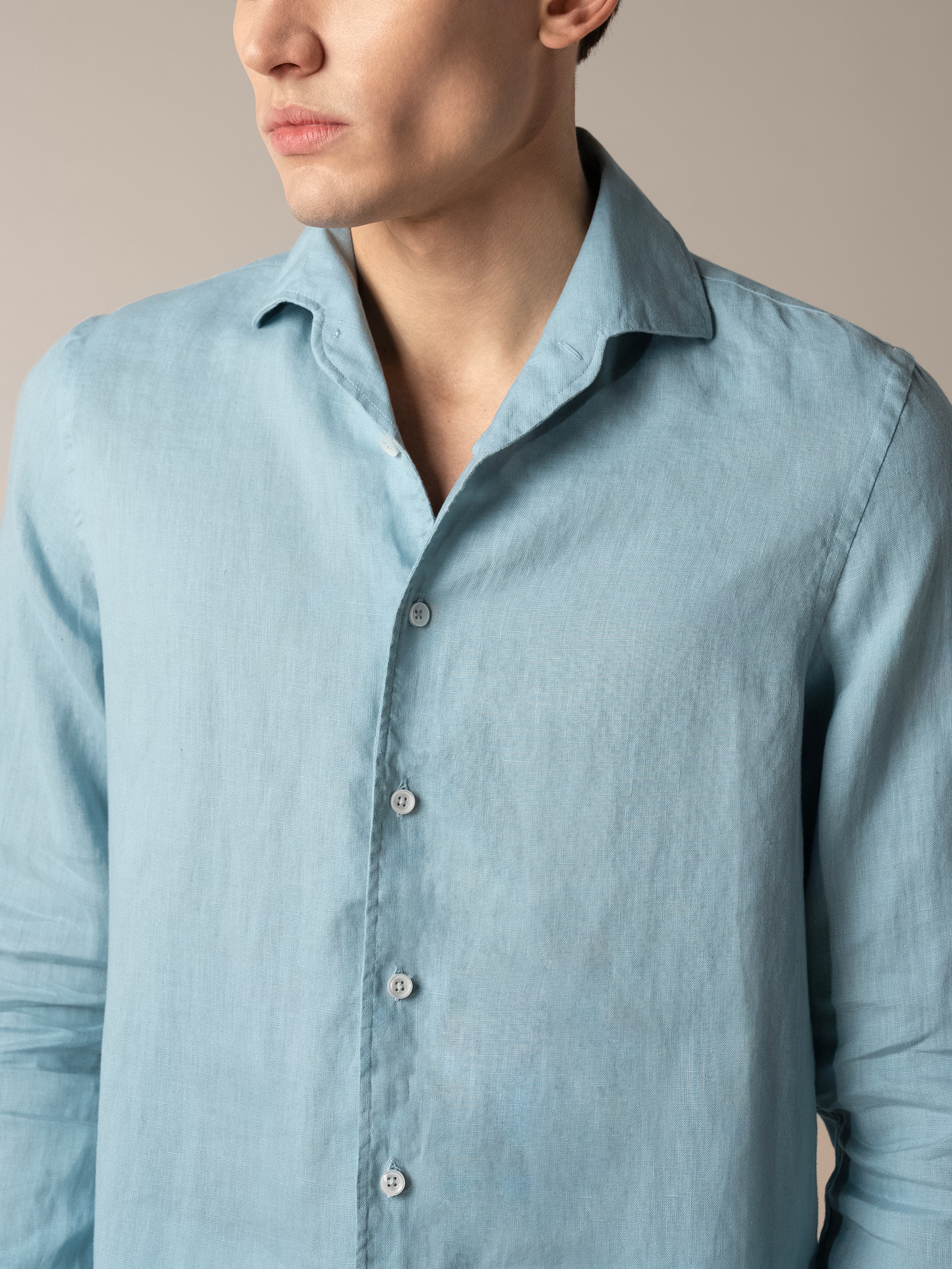 Blue Turquoise Linen Seaside Shirt