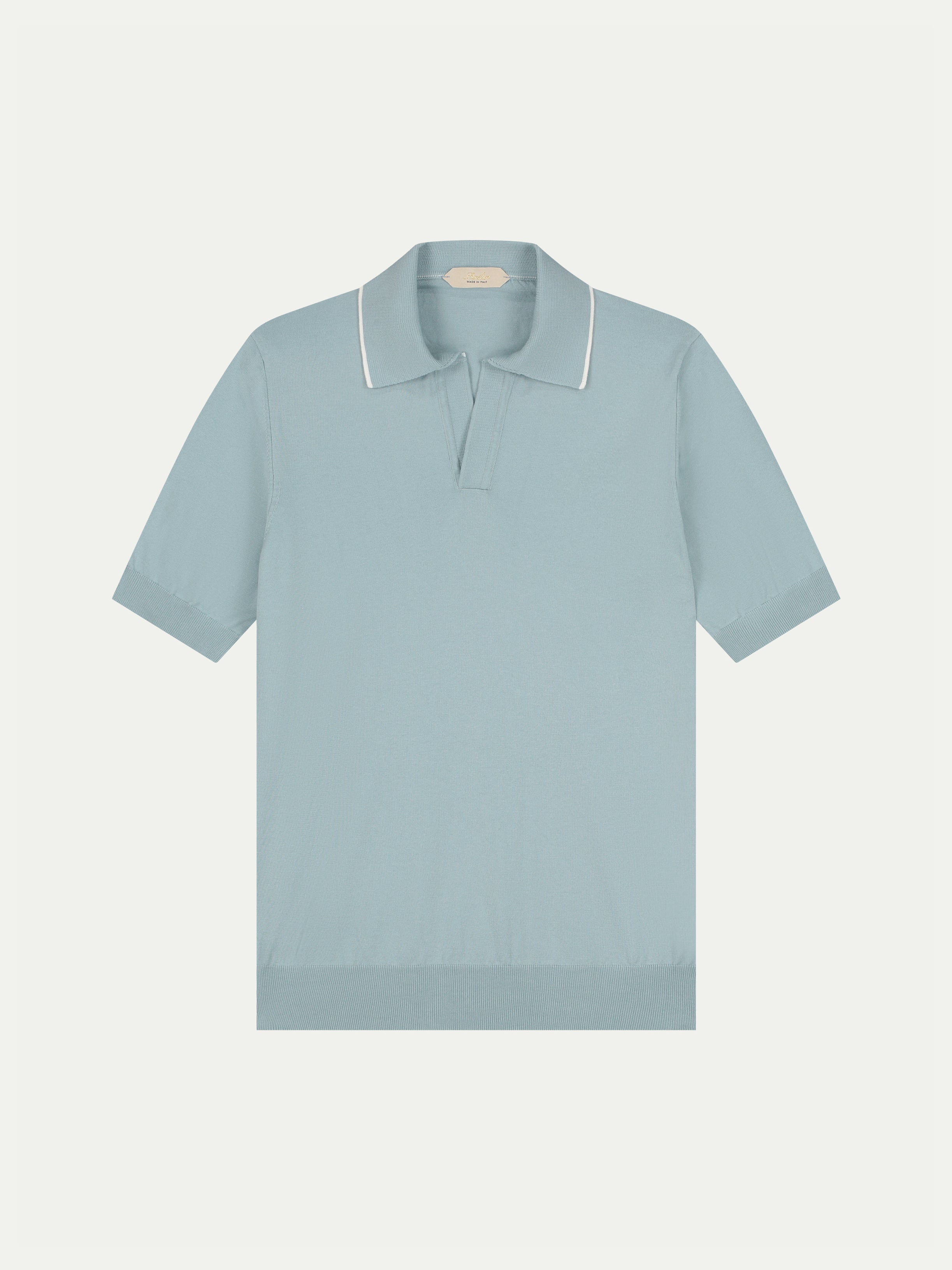 Shortsleeve Buttonless Polo Blue Turquoise