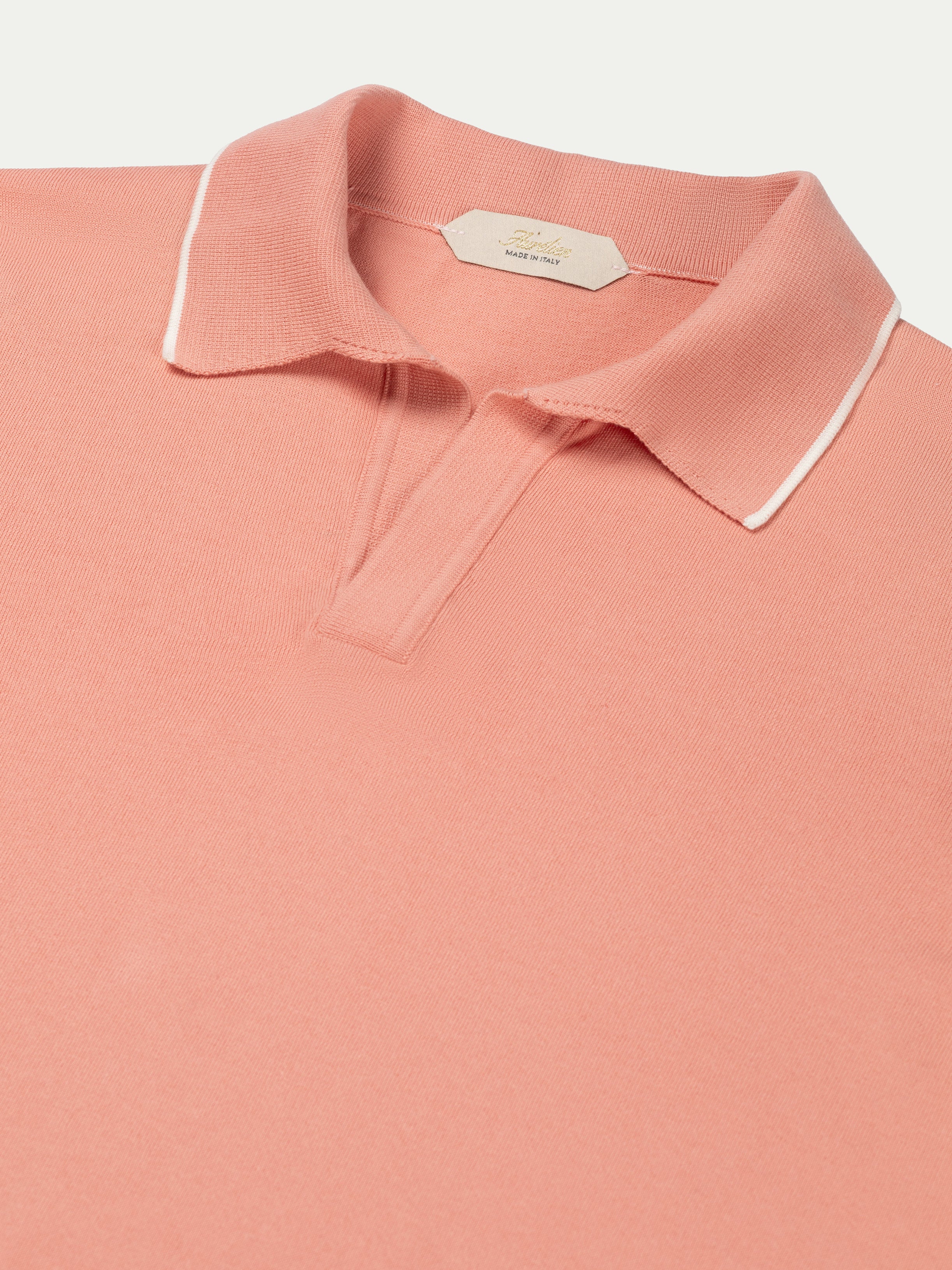 Shortsleeve Buttonless Polo Coral