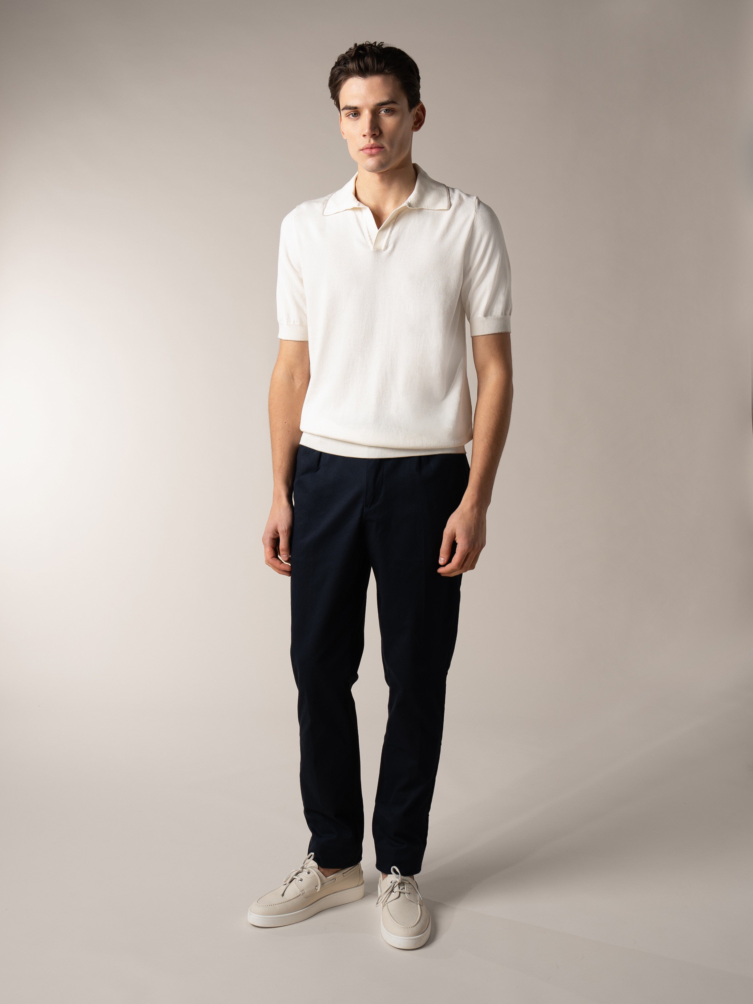 Shortsleeve Buttonless Polo Ivory