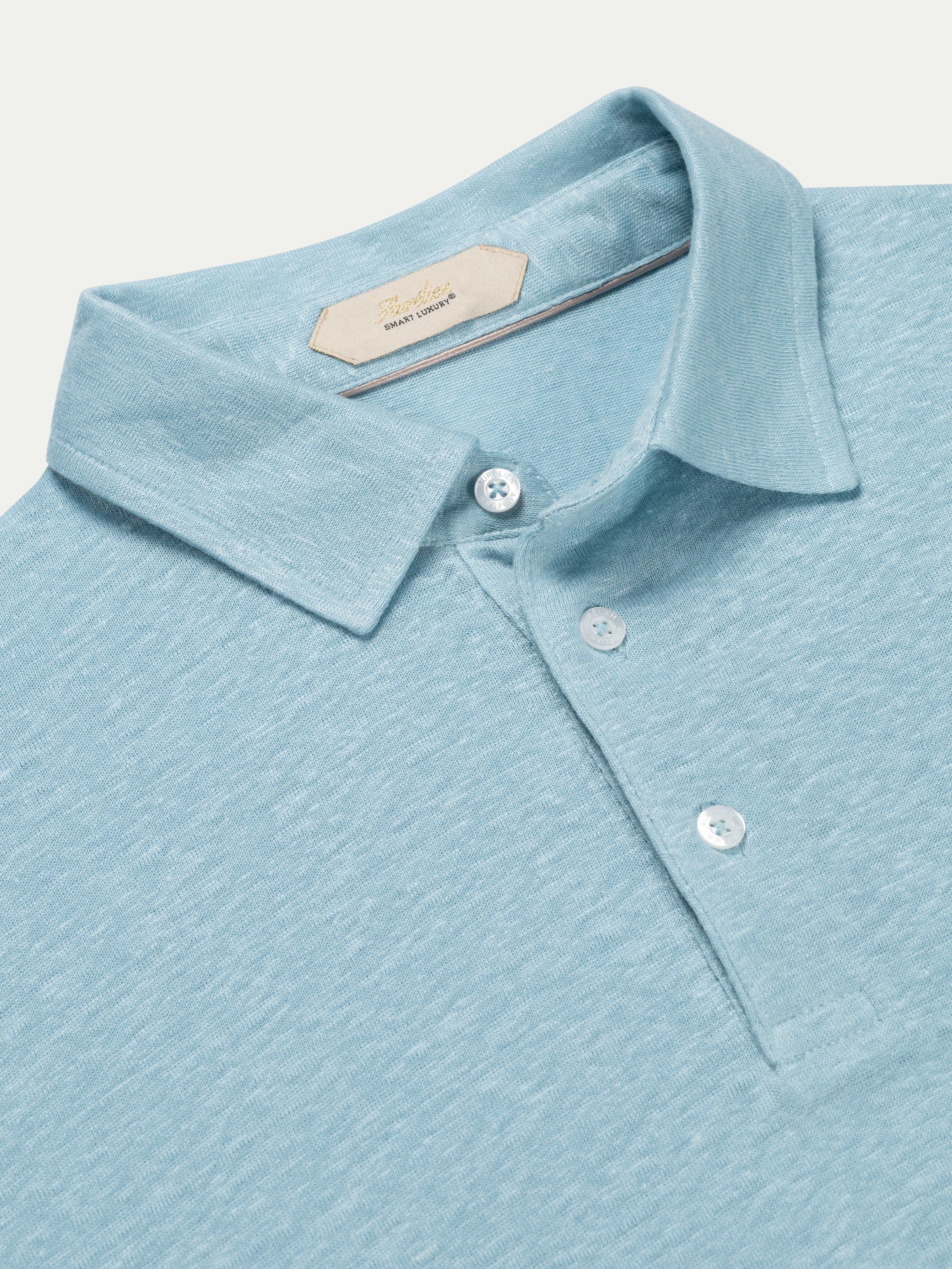 Blue Turquoise Linen Polo Shirt