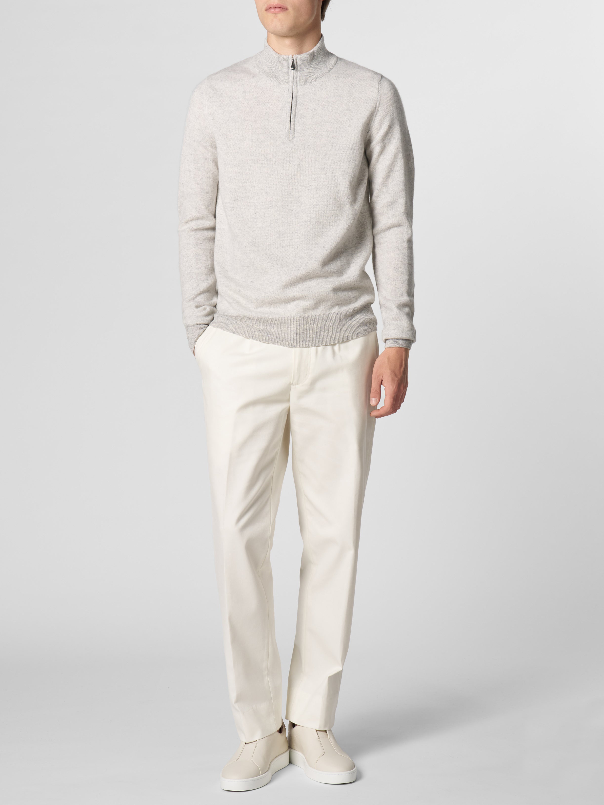Light Grey Jaquard Zipper Sweater