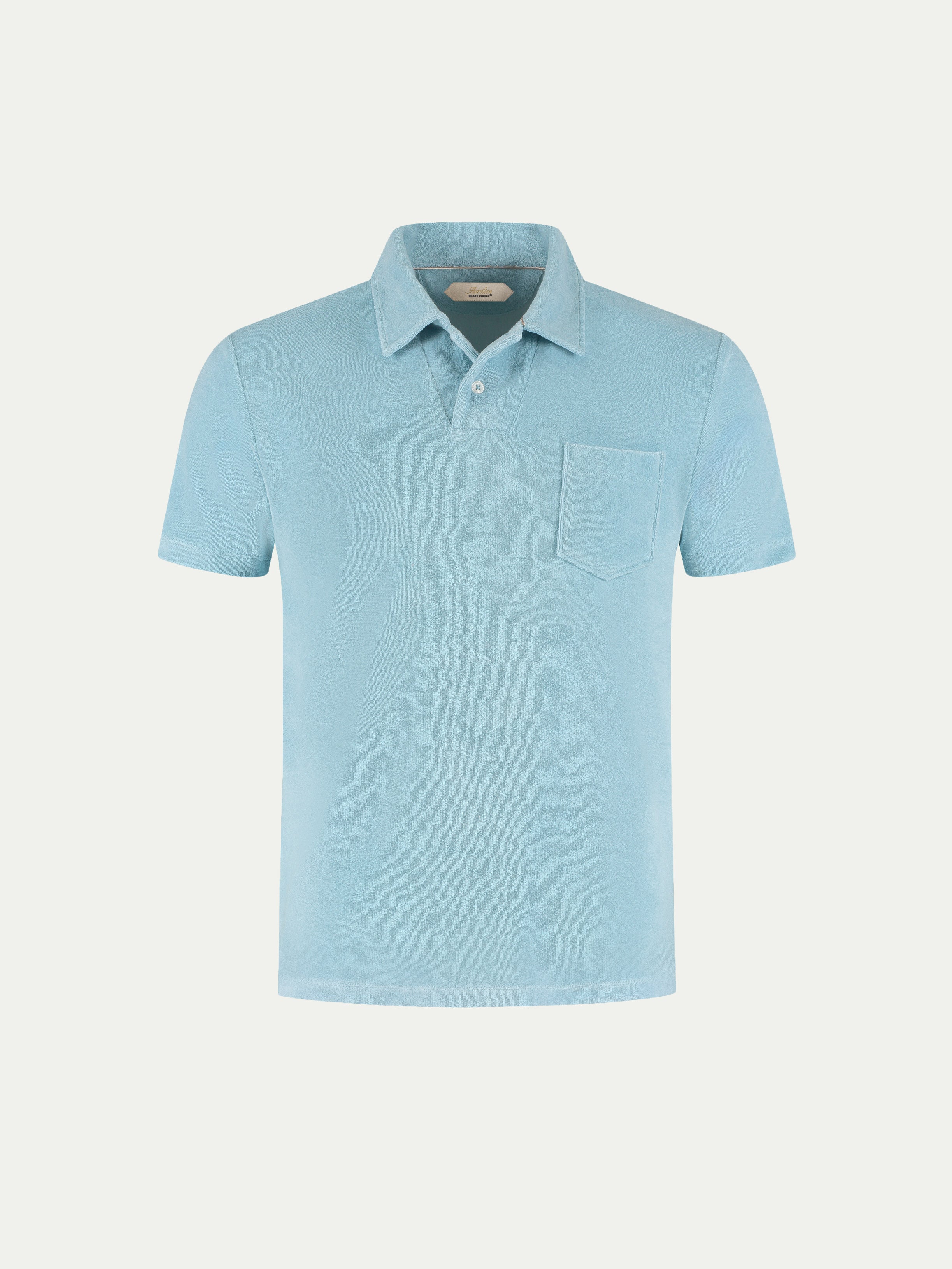 Blue Turquoise Terry Towelling Polo Shirt