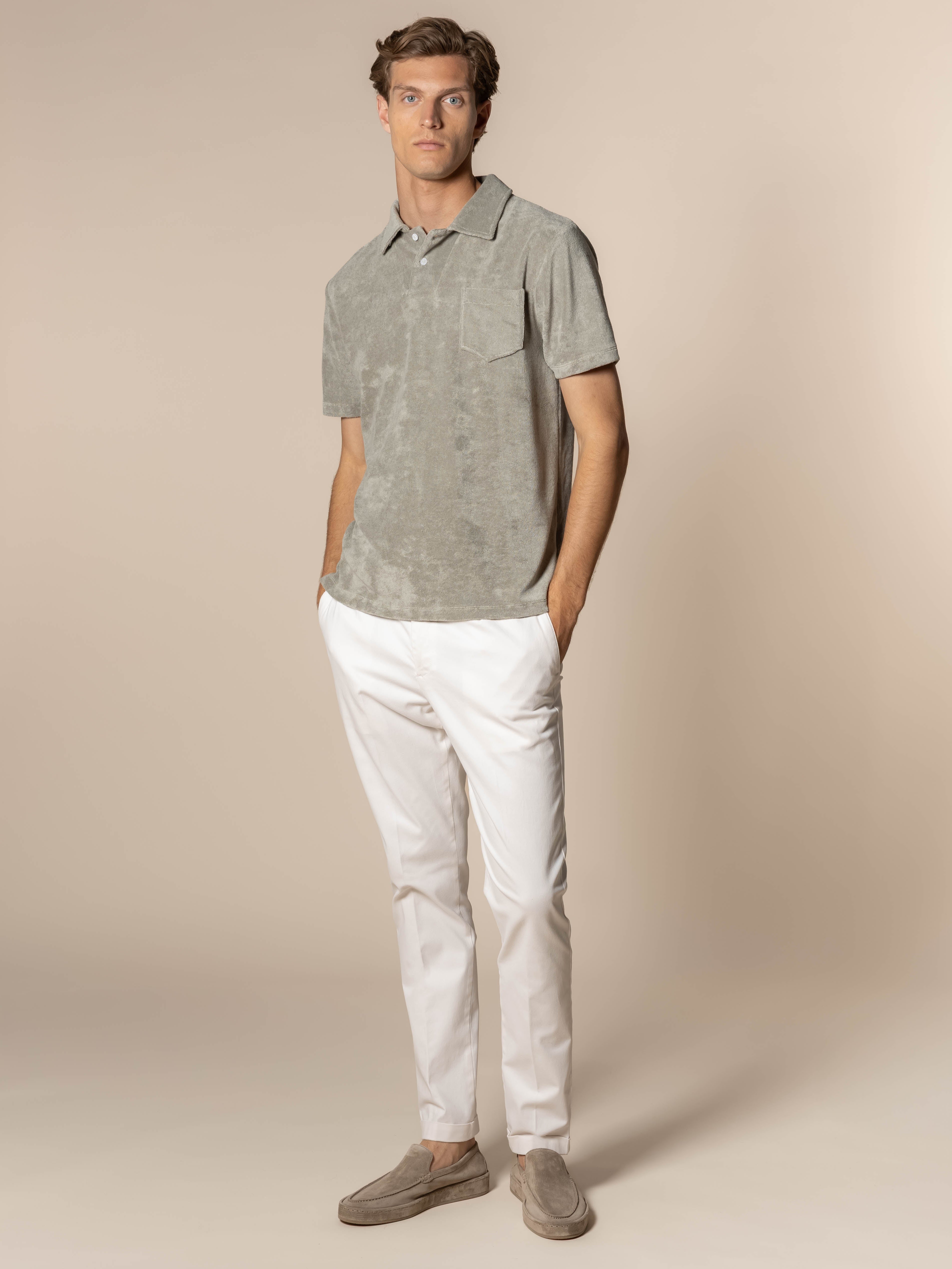 Pistache Terry Towelling Polo Shirt