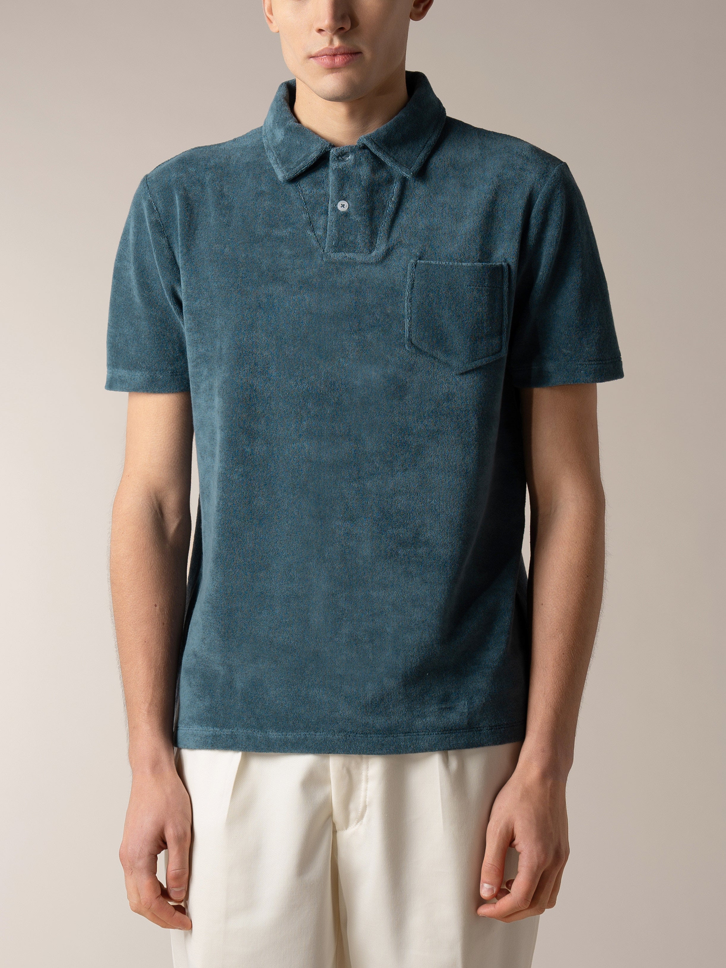 Sea Green Terry Towelling Polo Shirt