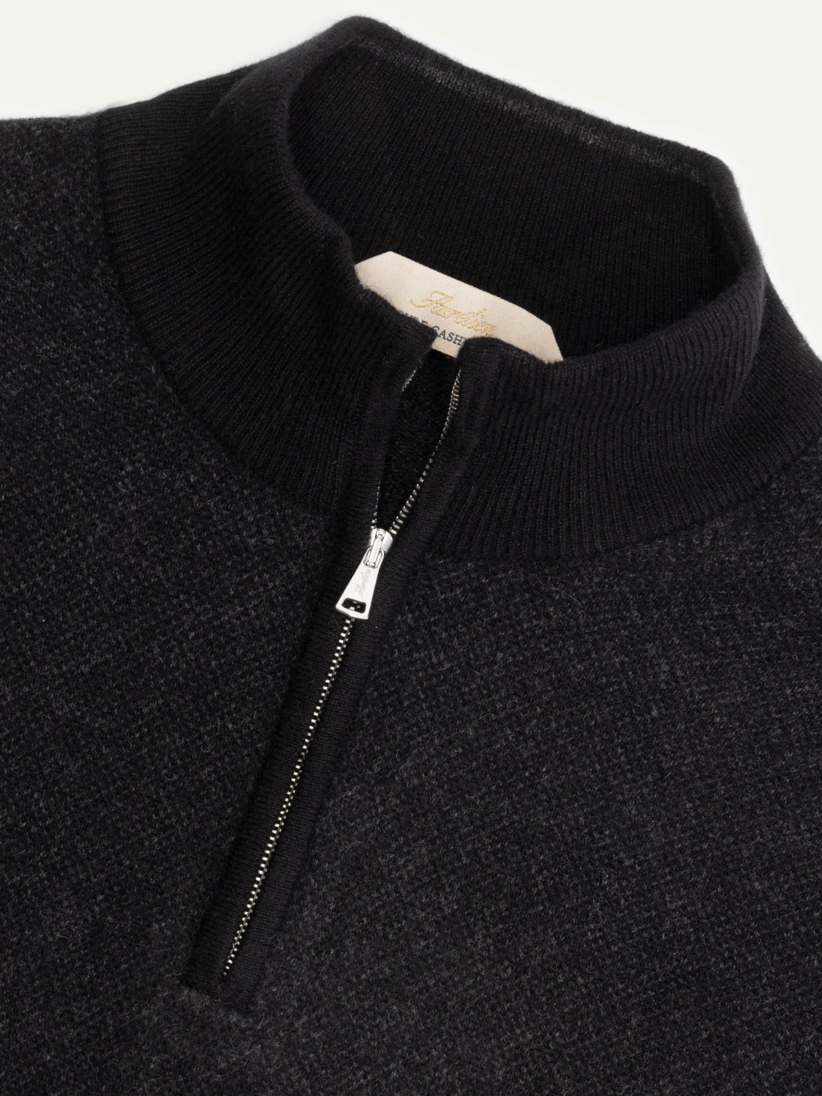 Black Jaquard Zipper Sweater