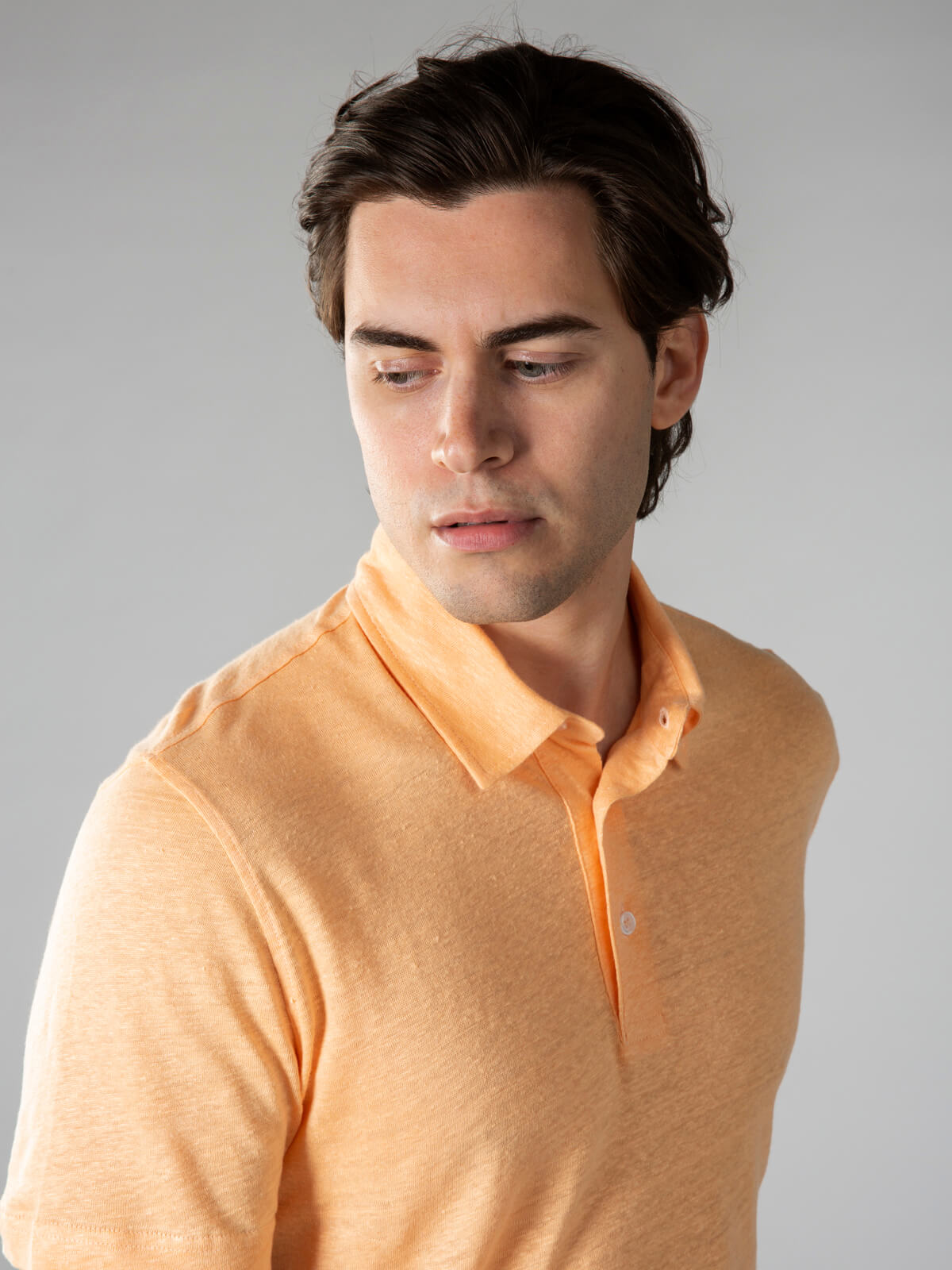 Peach Linen Polo Shirt