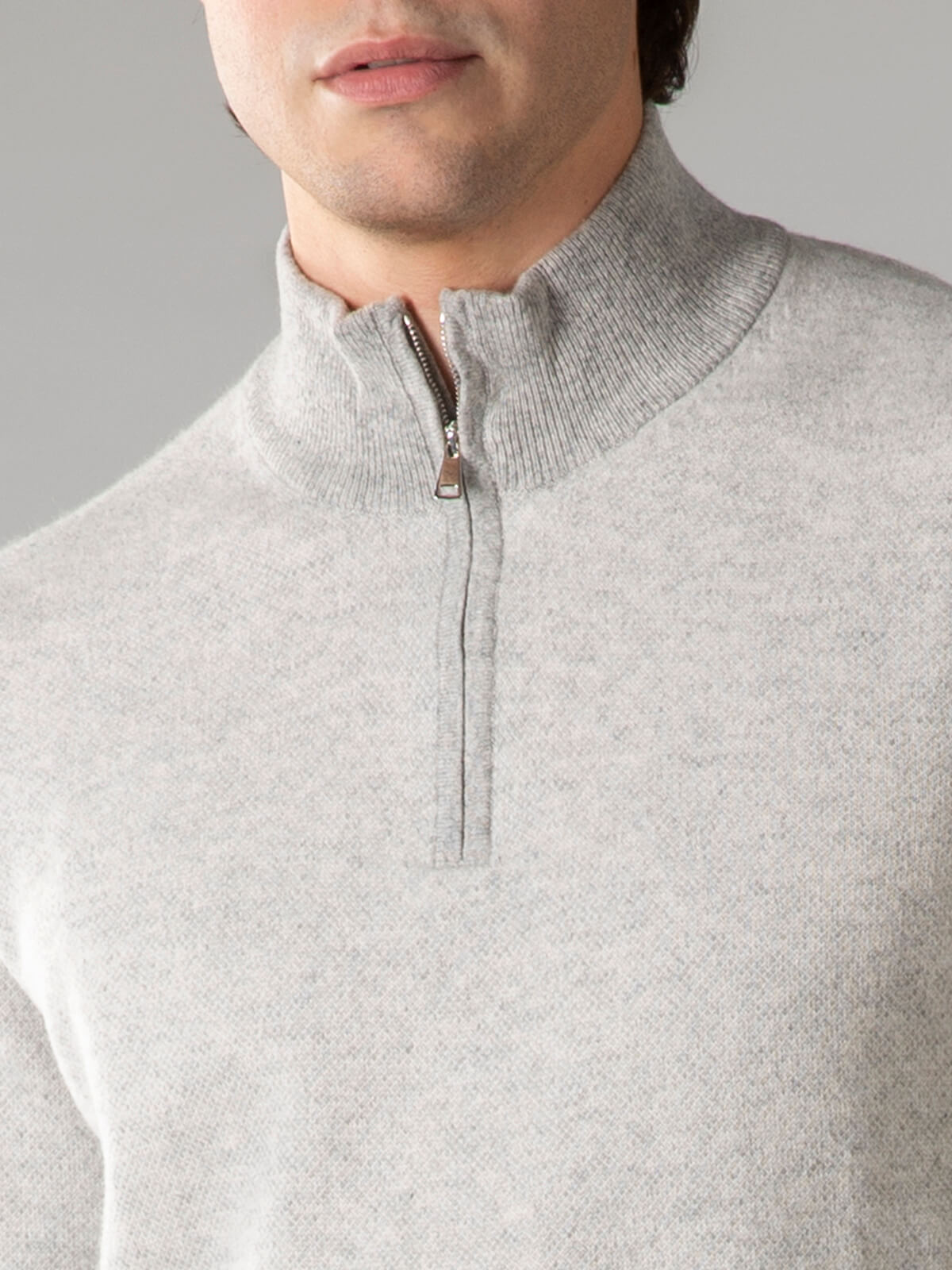 Light Grey Jaquard Zipper Sweater