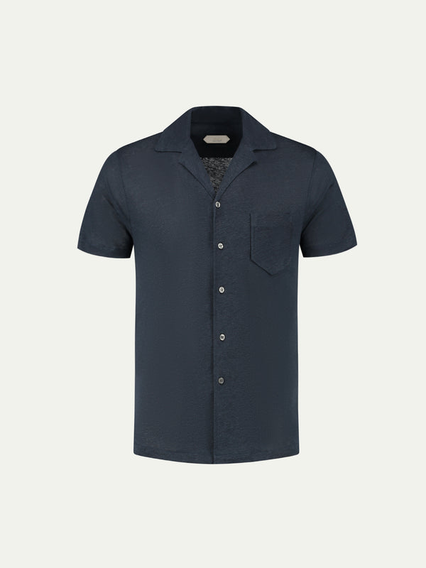 Navy Linen Resort Shirt