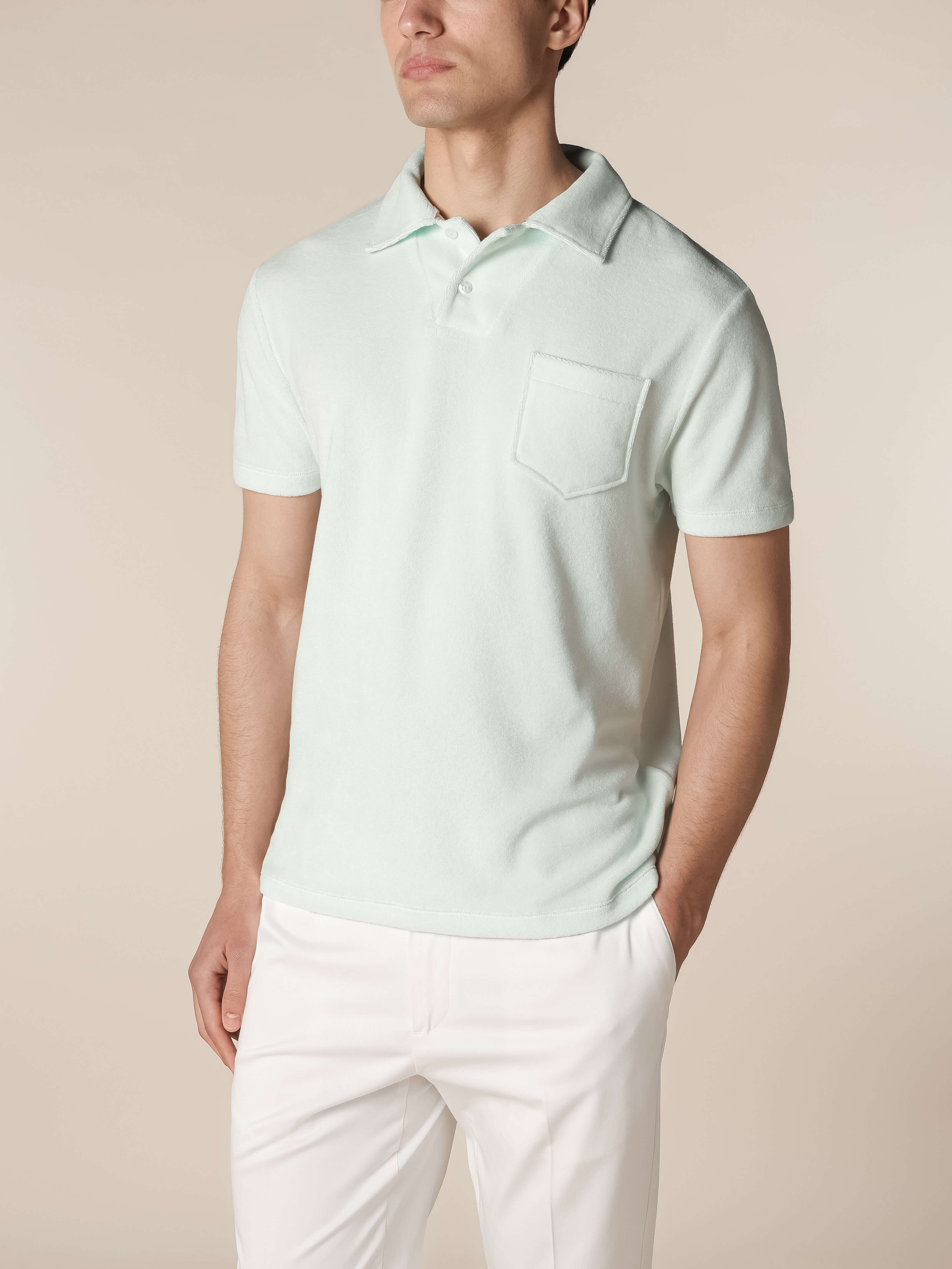 Light Aqua Terry Towelling Polo Shirt