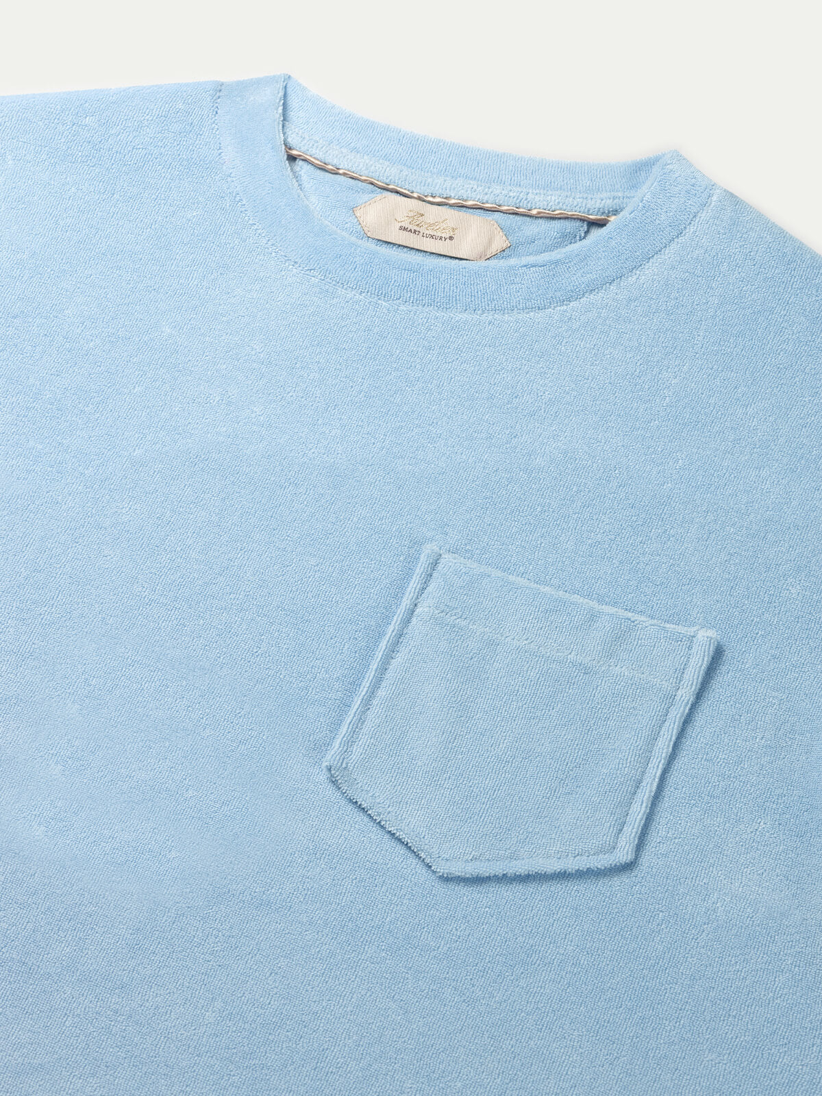 Frottee R-Neck T-Shirt Hellblau