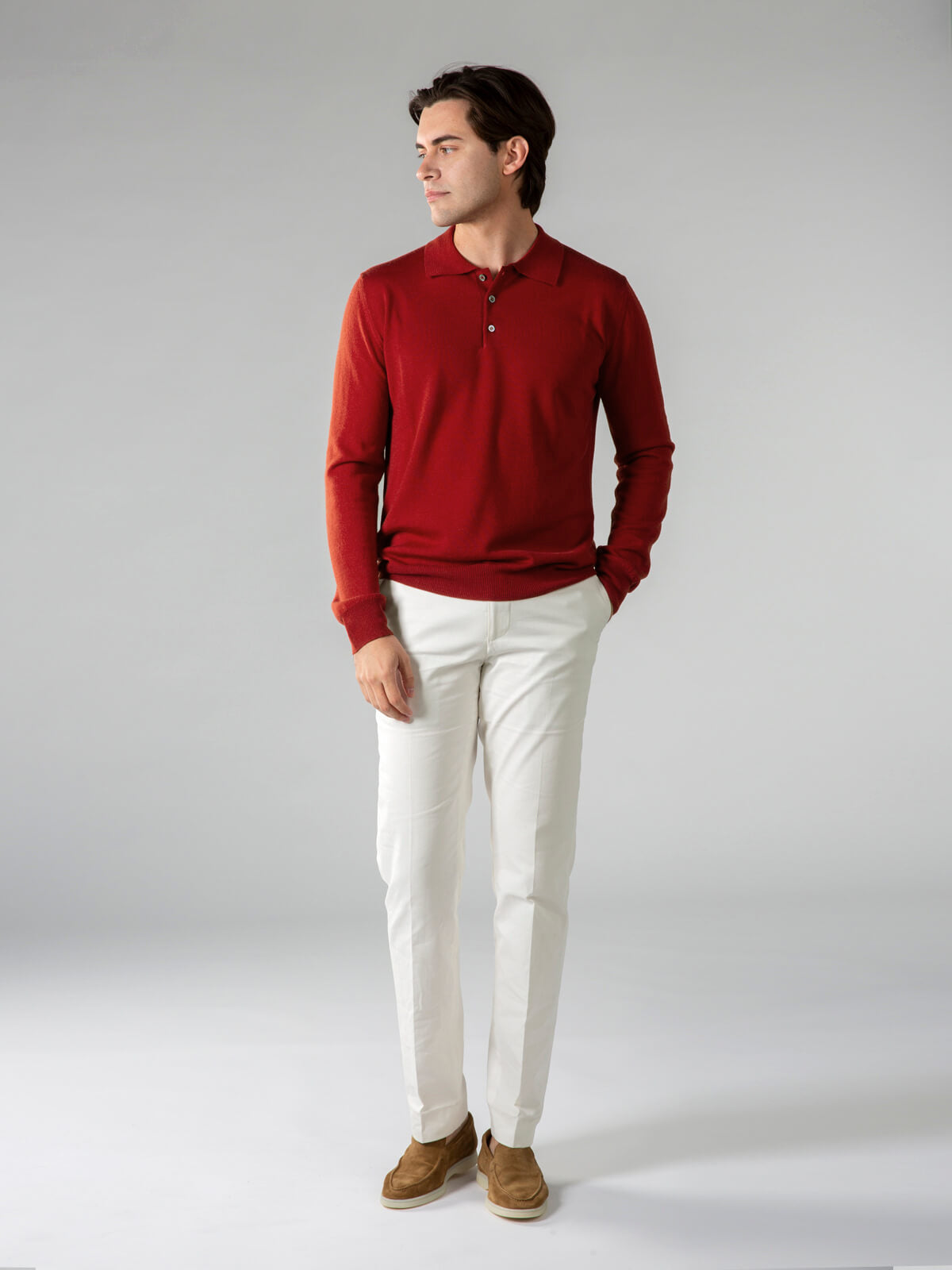 Merino Strickpolo Burnt Sienna