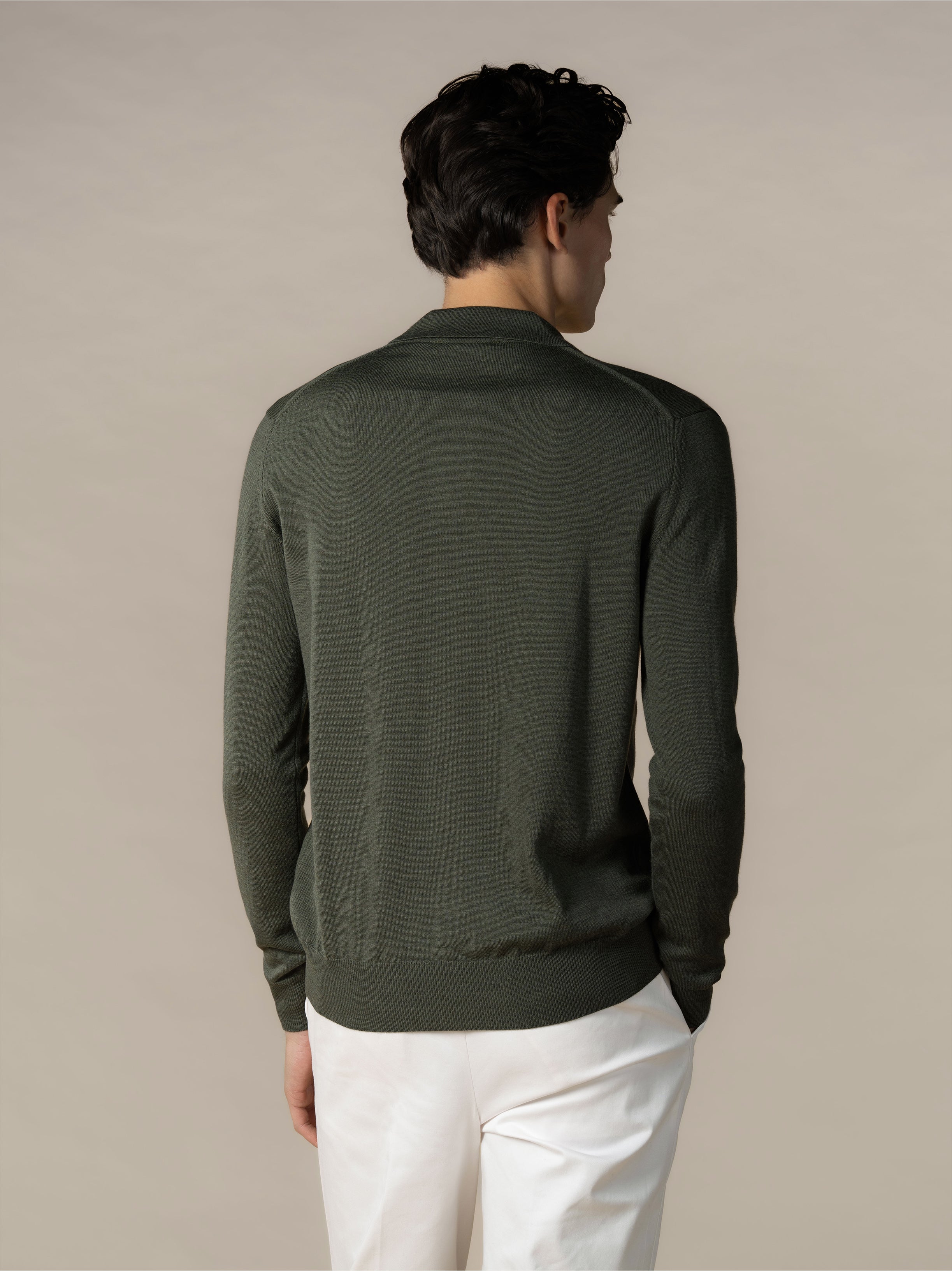 Extrafine Merino Buttonless Polo Classic Green