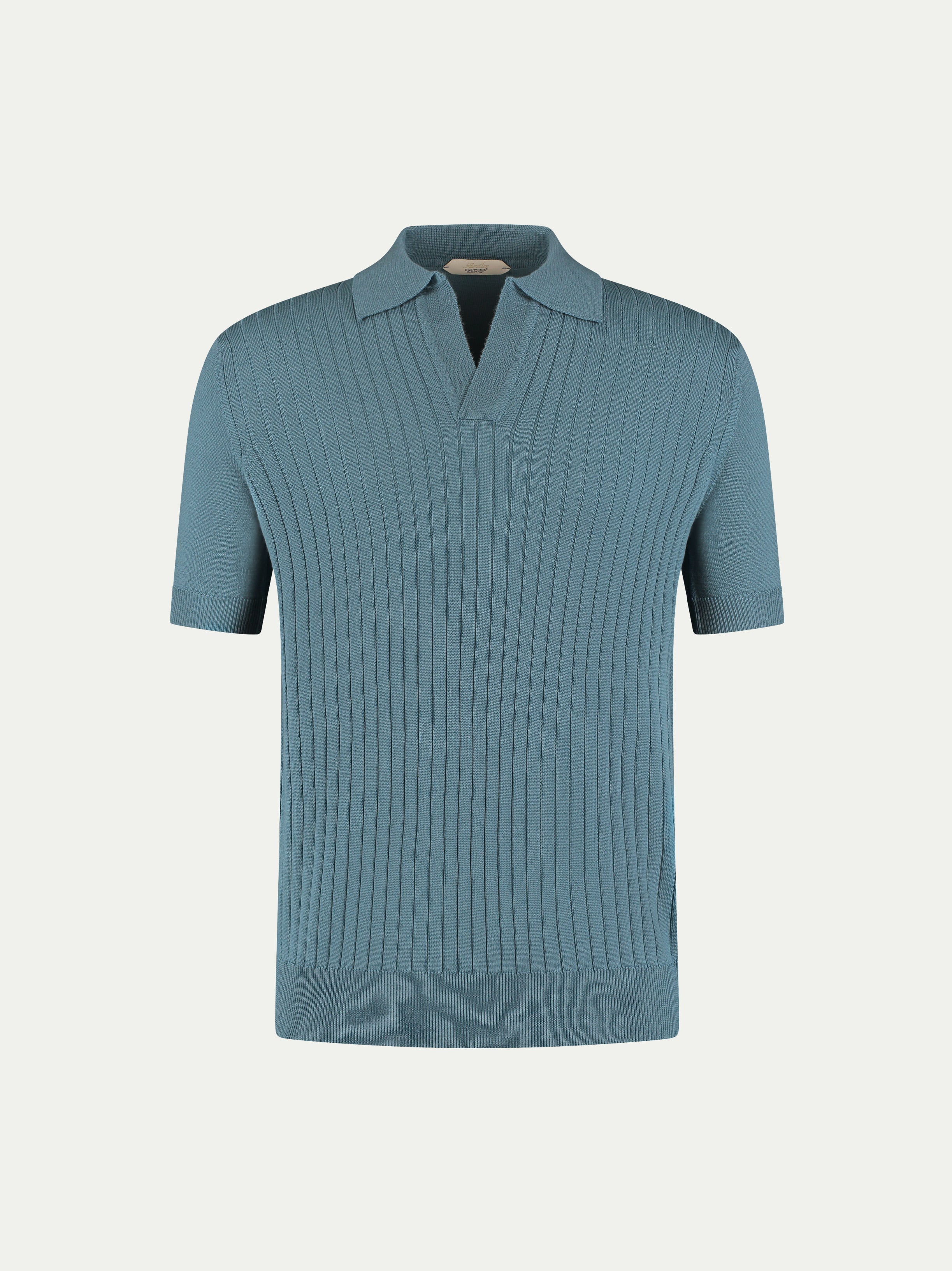 Shortsleeve Buttonless Ribbed Polo Sea Green