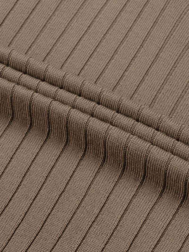 Shortsleeve Buttonless Ribbed Polo Taupe