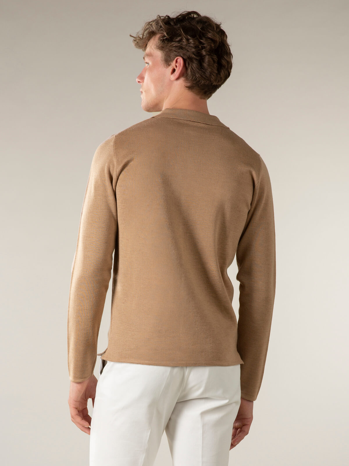Merino-Strickhemd Beige