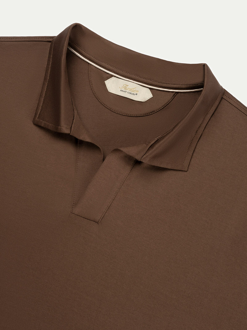 Aurélien | Chocolate Brown Buttonless Polo Shirt